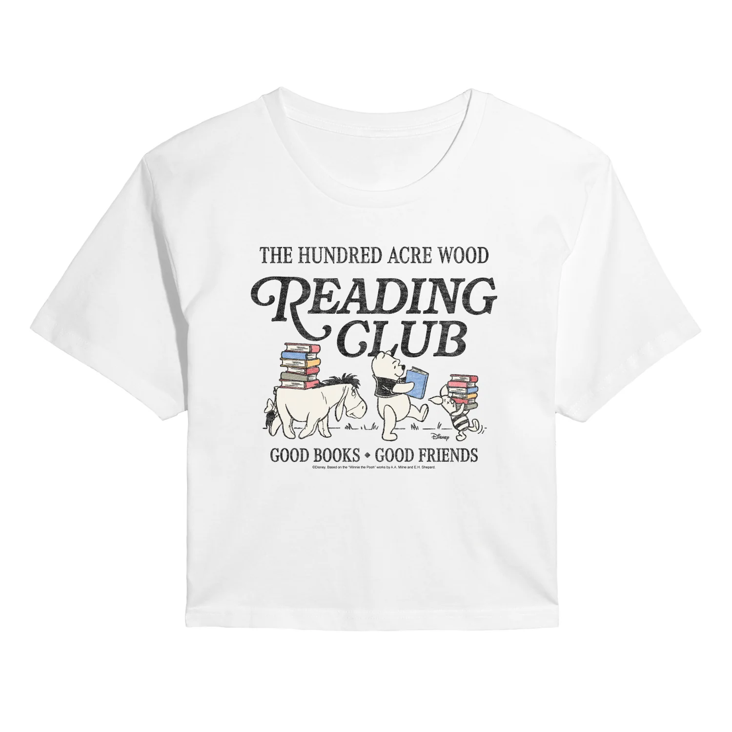 Winnie the Pooh - Reading Club - Juniors Cropped Graphic T-Shirt - Image 2