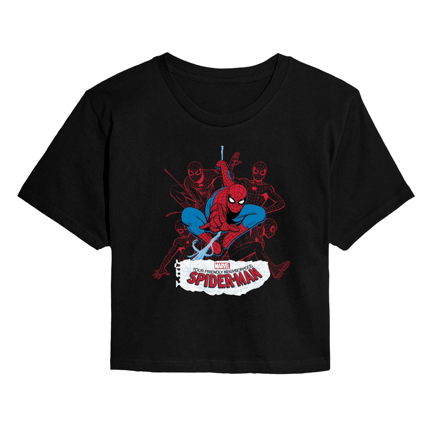 Spider-Man - Line Cluster - Juniors Cropped Graphic T-Shirt - Image 2