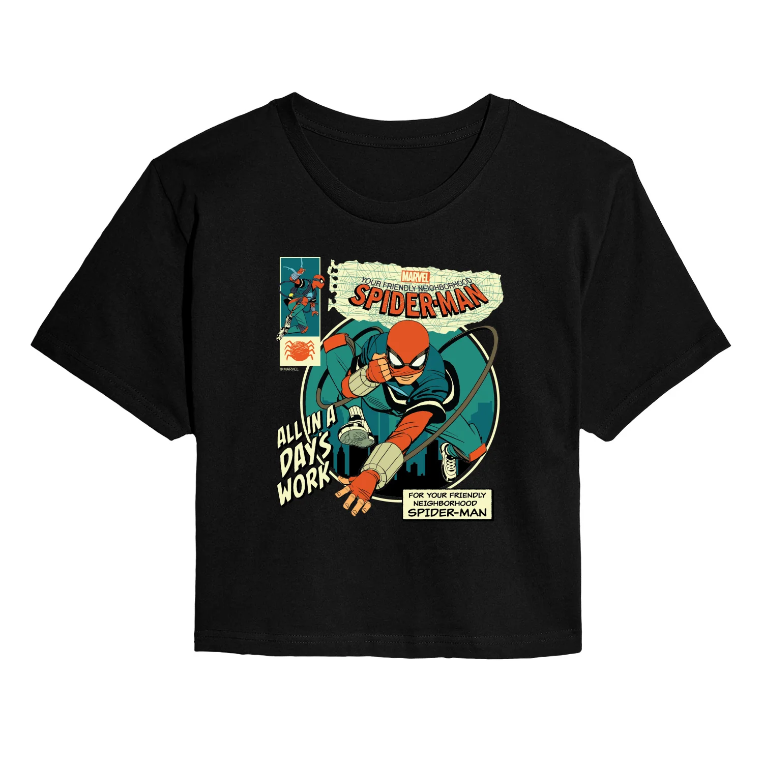 Spider-Man - All in a Day's Work - Juniors Cropped Graphic T-Shirt - Image 2
