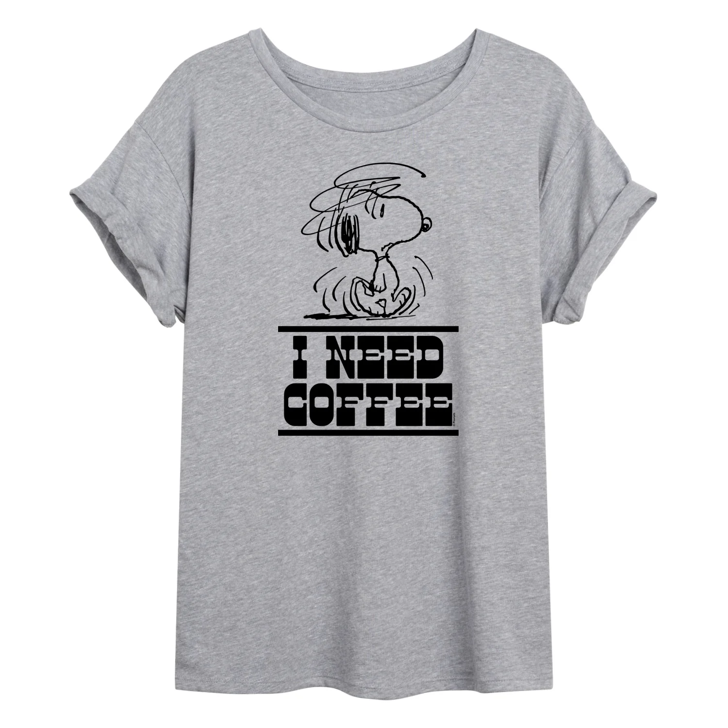 Peanuts - Need Coffee Snoopy - Juniors Oversized Graphic T-Shirt - Image 2