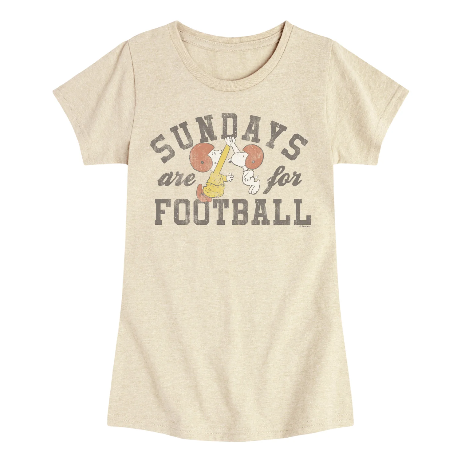 Peanuts - Football Sunday - Youth Girls Fitted Short Sleeve T-Shirt
