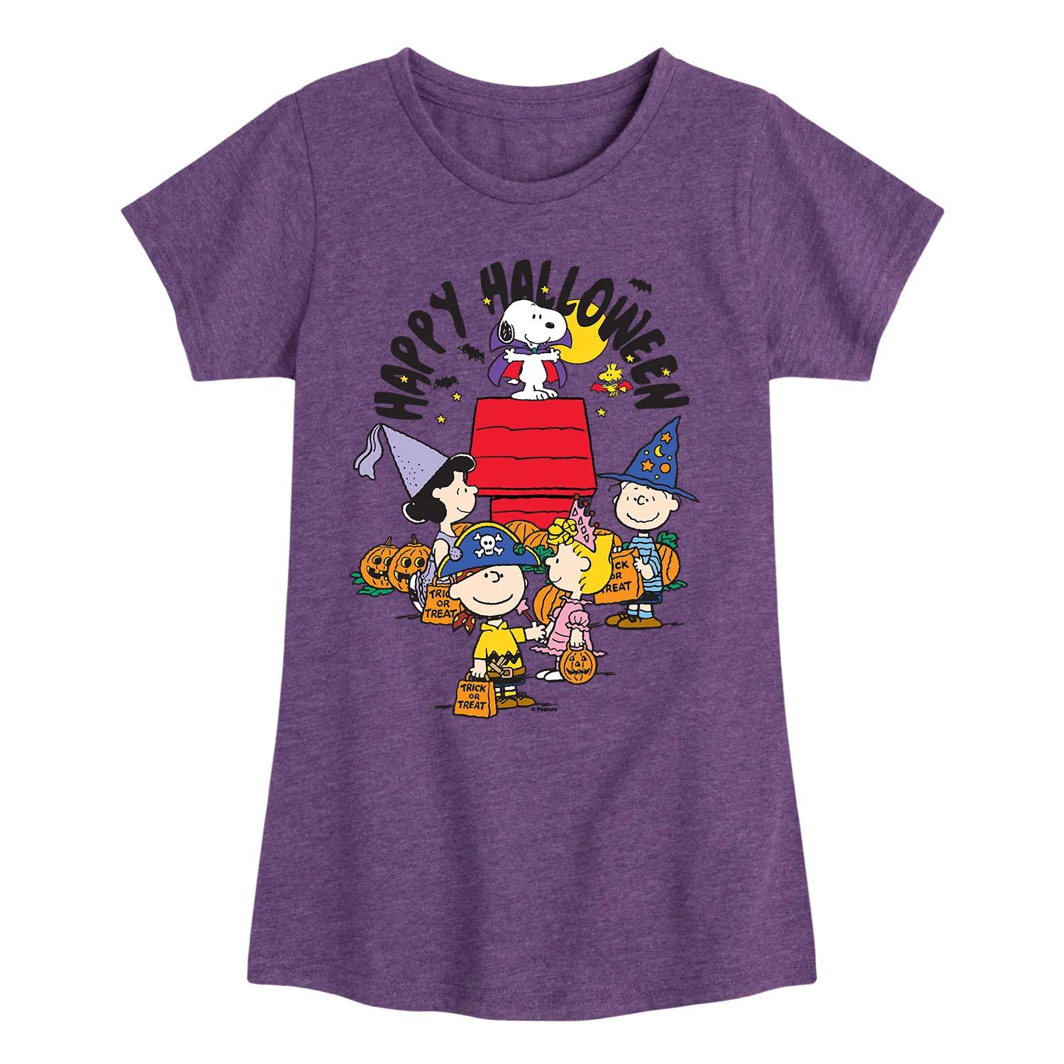 Peanuts - Happy Halloween - Youth Girls Fitted Short Sleeve T-Shirt - Image 4