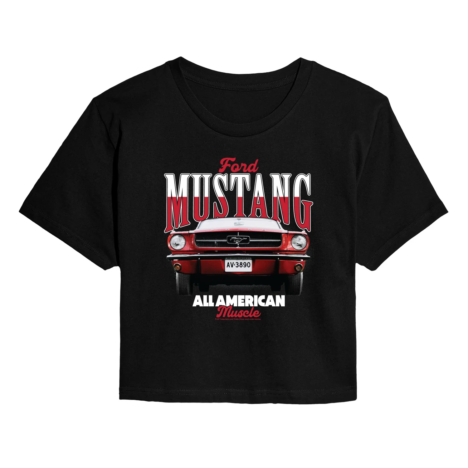 Ford - Mustang All American Muscle - Juniors Cropped Graphic T-Shirt