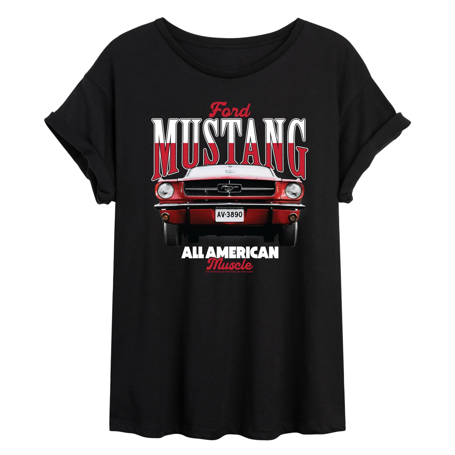 Ford - Mustang All American Muscle - Juniors Oversized Graphic T-Shirt