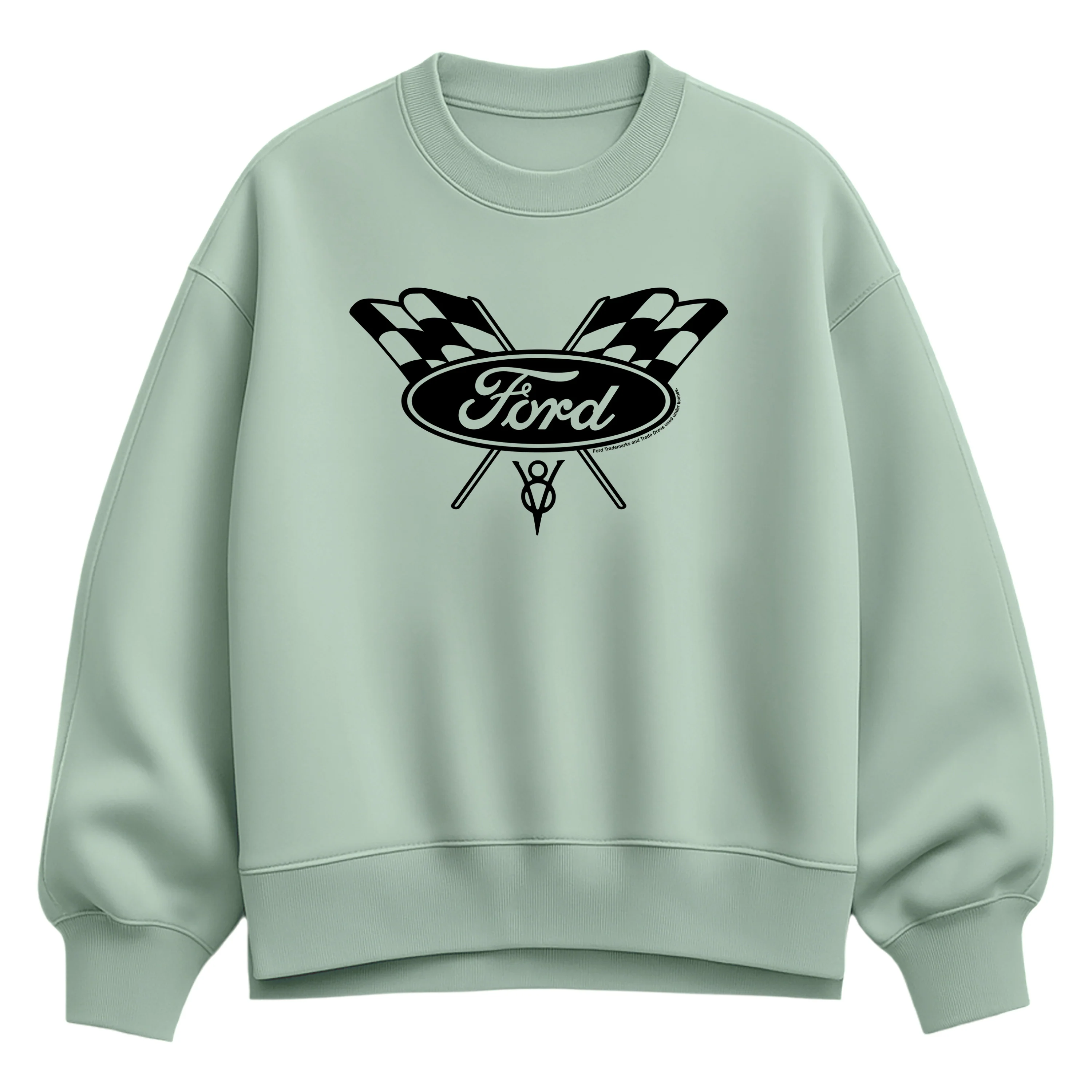 Ford - Checker Flag Logo - Women's Oversized Fleece Crew Sweatshirt