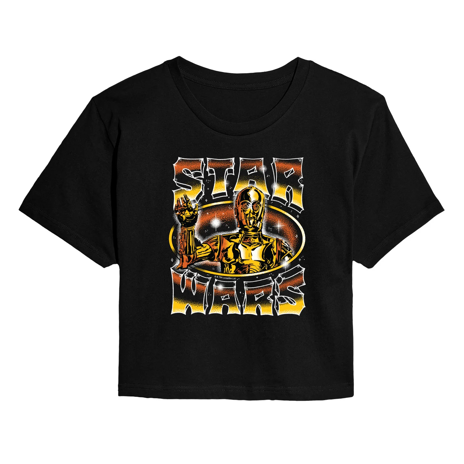 Star Wars - C-3PO Chrome - Juniors Cropped Graphic T-Shirt