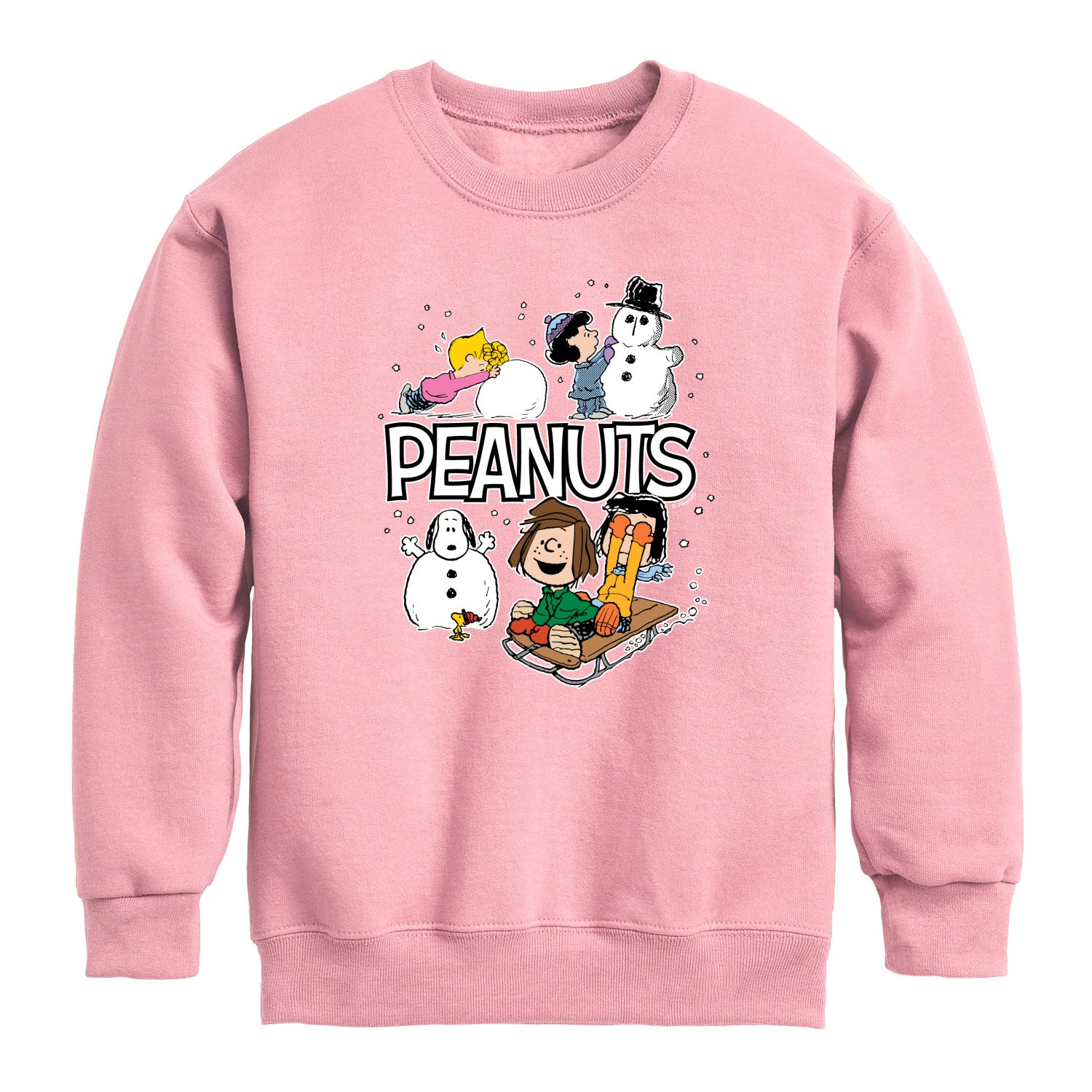 Peanuts - Winter Stickers - Youth Boys Crew Fleece Sweatshirt