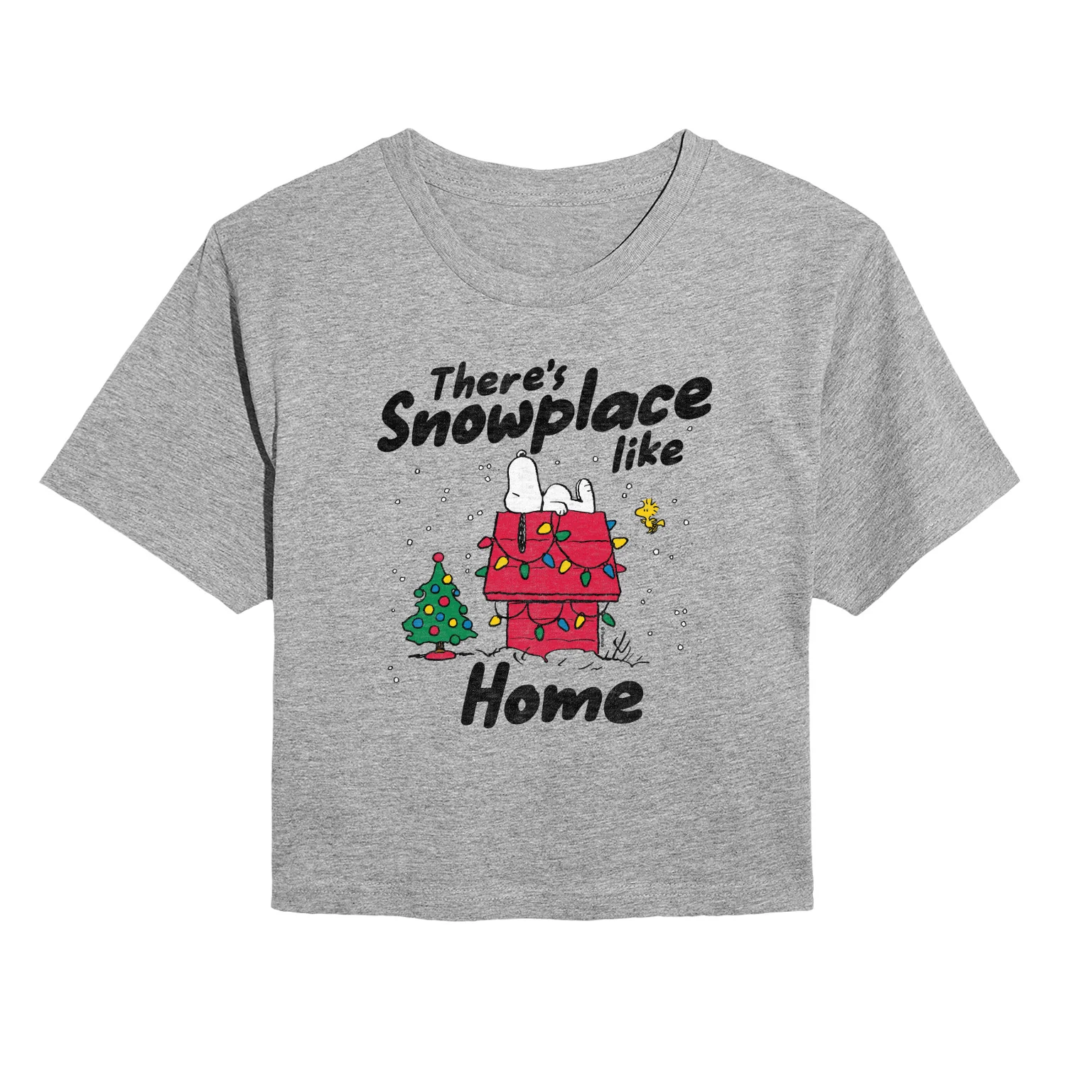 Peanuts - Theres Snowplace Like Home - Juniors Cropped Short Sleeve Graphic T-Shirt - Image 2