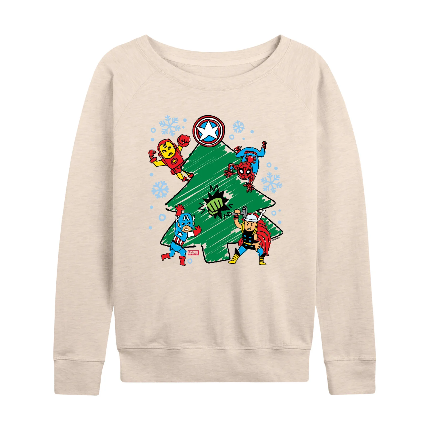 Marvel - Xmas Sketch - Women's French Terry Long Sleeve Pullover