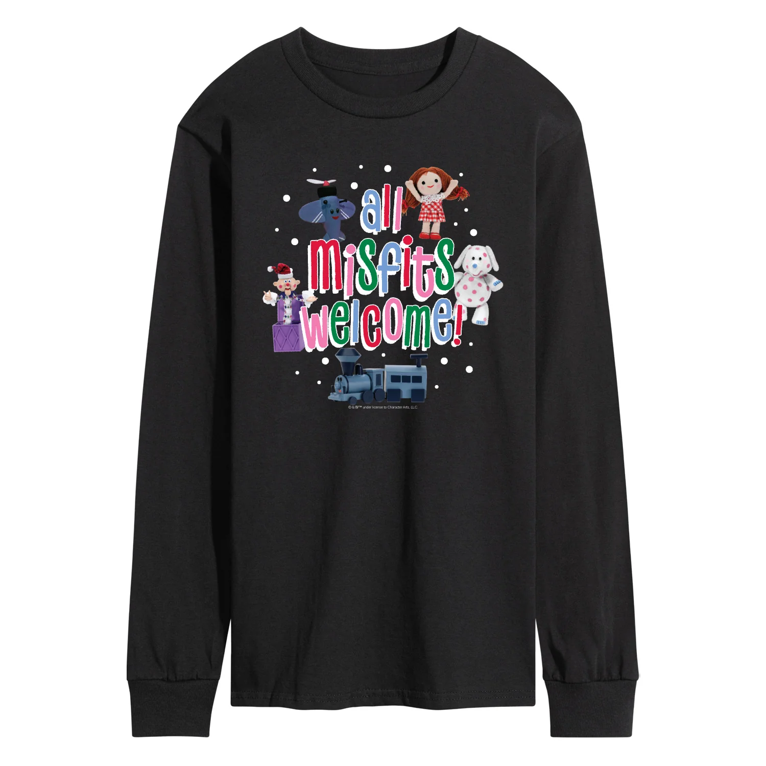 Rudolph - All Misfits Welcome - Men's Long Sleeve Graphic T-Shirt - Image 2