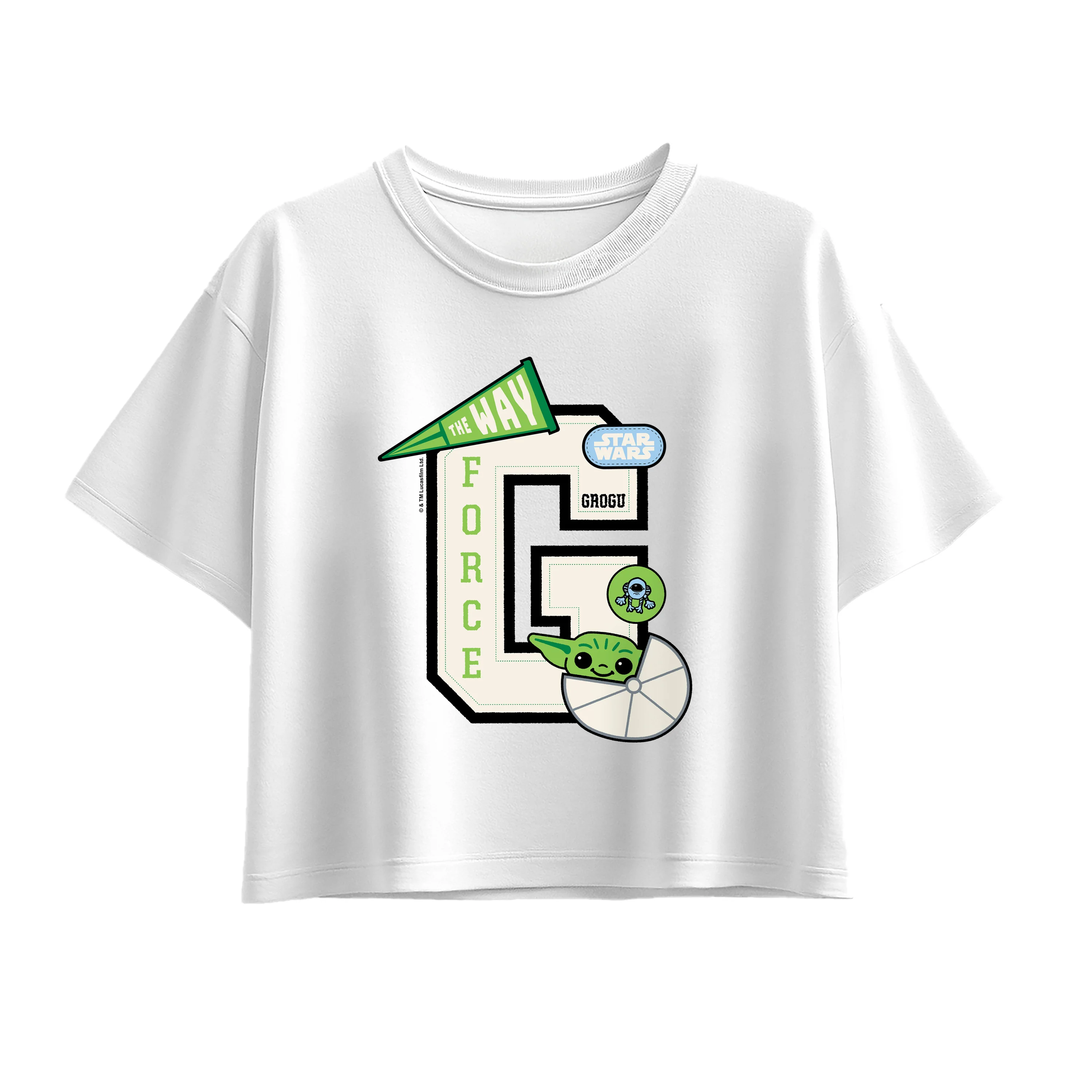The Mandalorian - Grogu Letterman - Youth Girl Short Sleeve Boxy Tee - Image 5