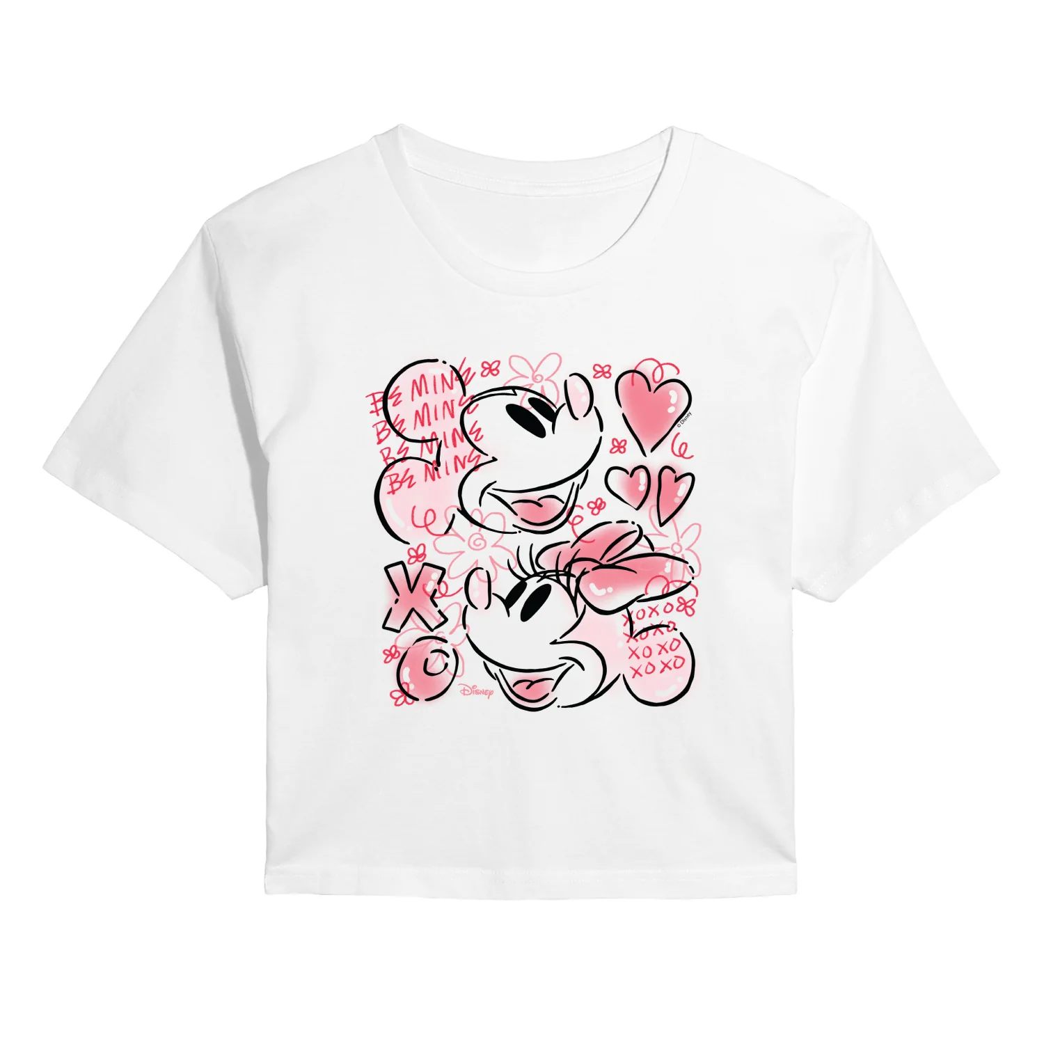 Disney - Mickey Minnie XOXO - Juniors Cropped Graphic T-Shirt