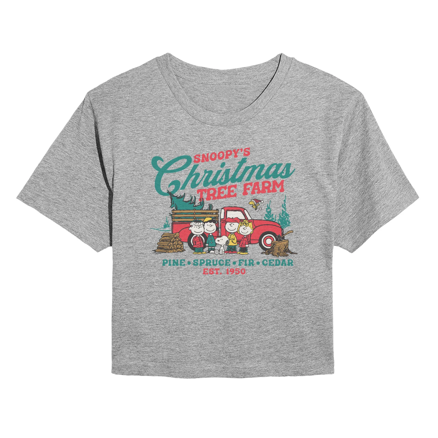 Peanuts - Tree Farm - Juniors Cropped Short Sleeve Graphic T-Shirt - Image 2