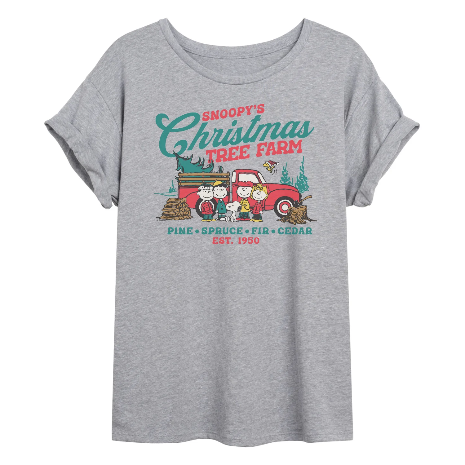 Peanuts - Tree Farm - Womens Oversized Graphic T-Shirt - Image 2