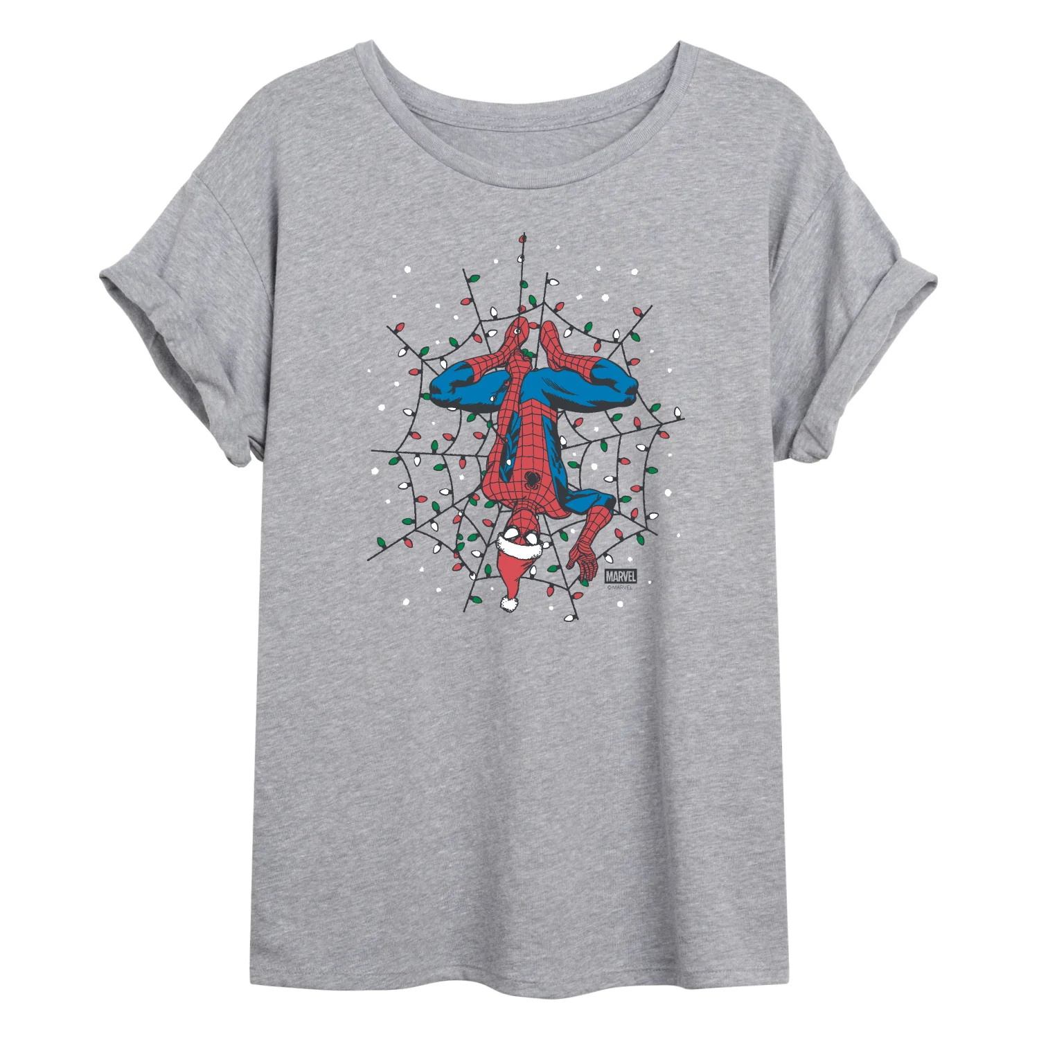 Marvel - Holiday Lights Spider Man - Women's Oversized Graphic T-Shirt