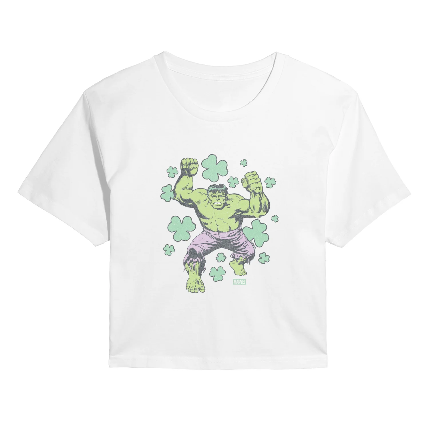 Marvel - Hulk Shamrocks - Juniors Cropped Graphic T-Shirt