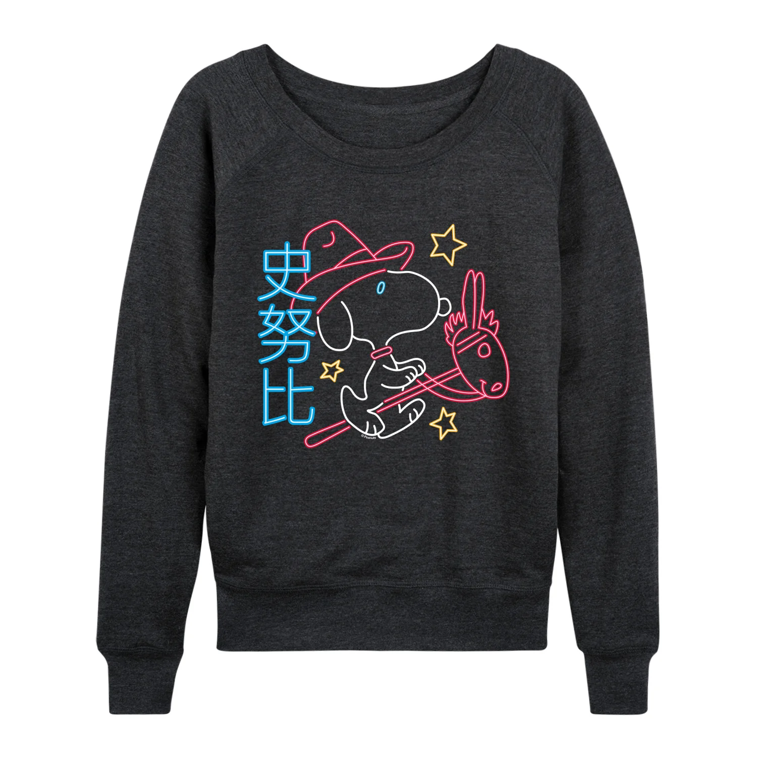 Peanuts - Neon Lunar NY Snoopy - Women's French Terry Long Sleeve Pullover - Image 3