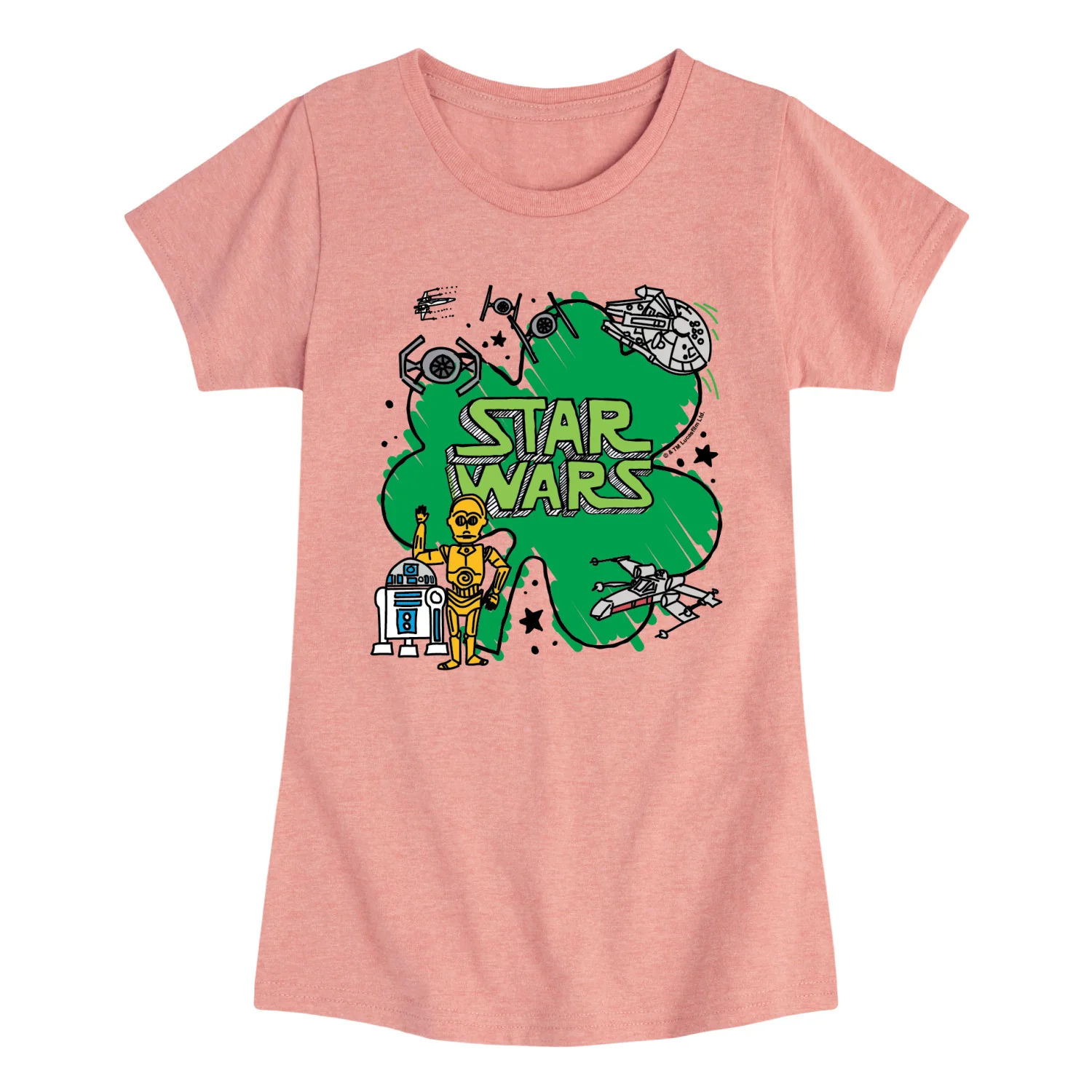 Star Wars - St. Paddy's Scribble - Youth Girls Fitted Short Sleeve T-Shirt - Image 3