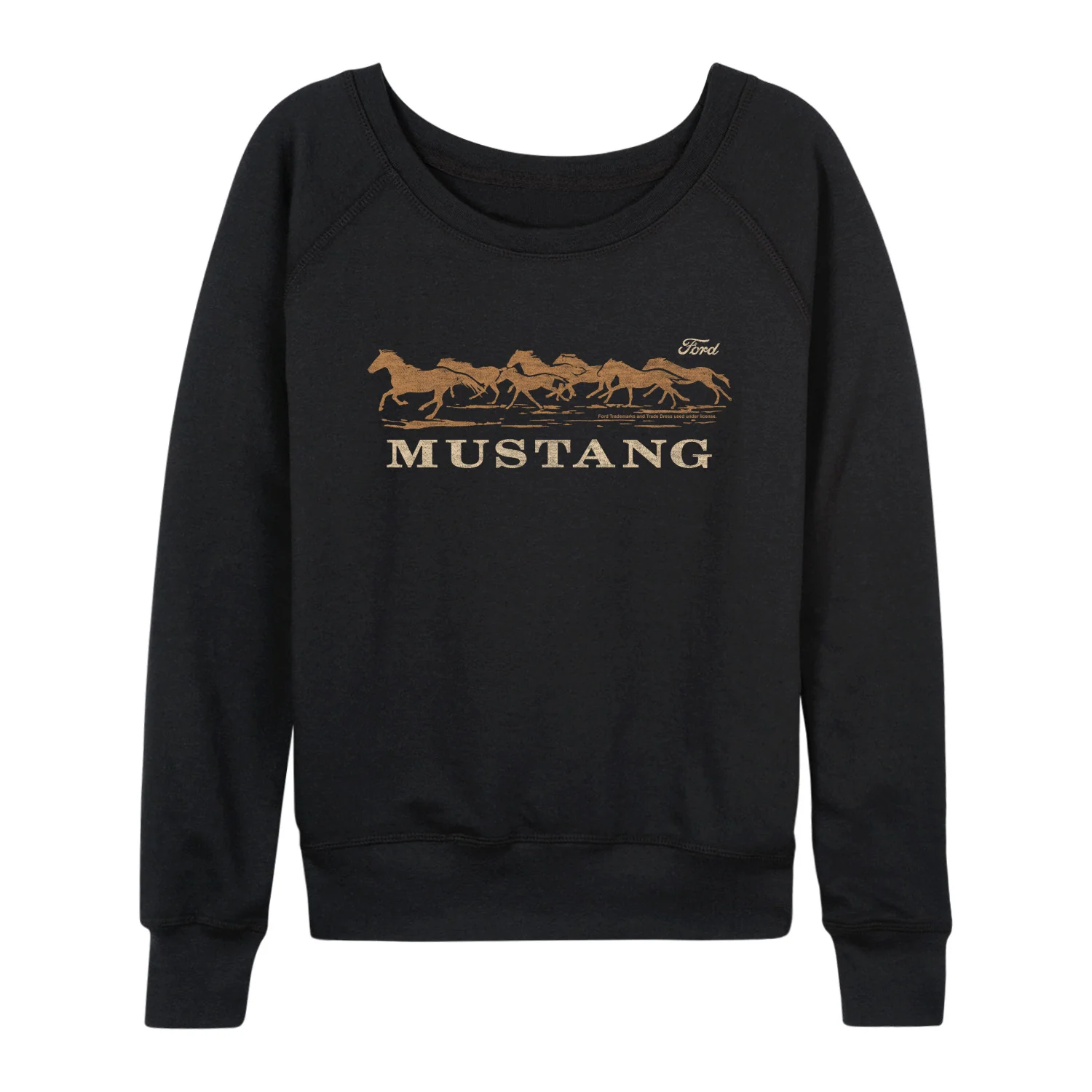 Ford - Mustang Running Horses - Women's French Terry Long Sleeve Pullover