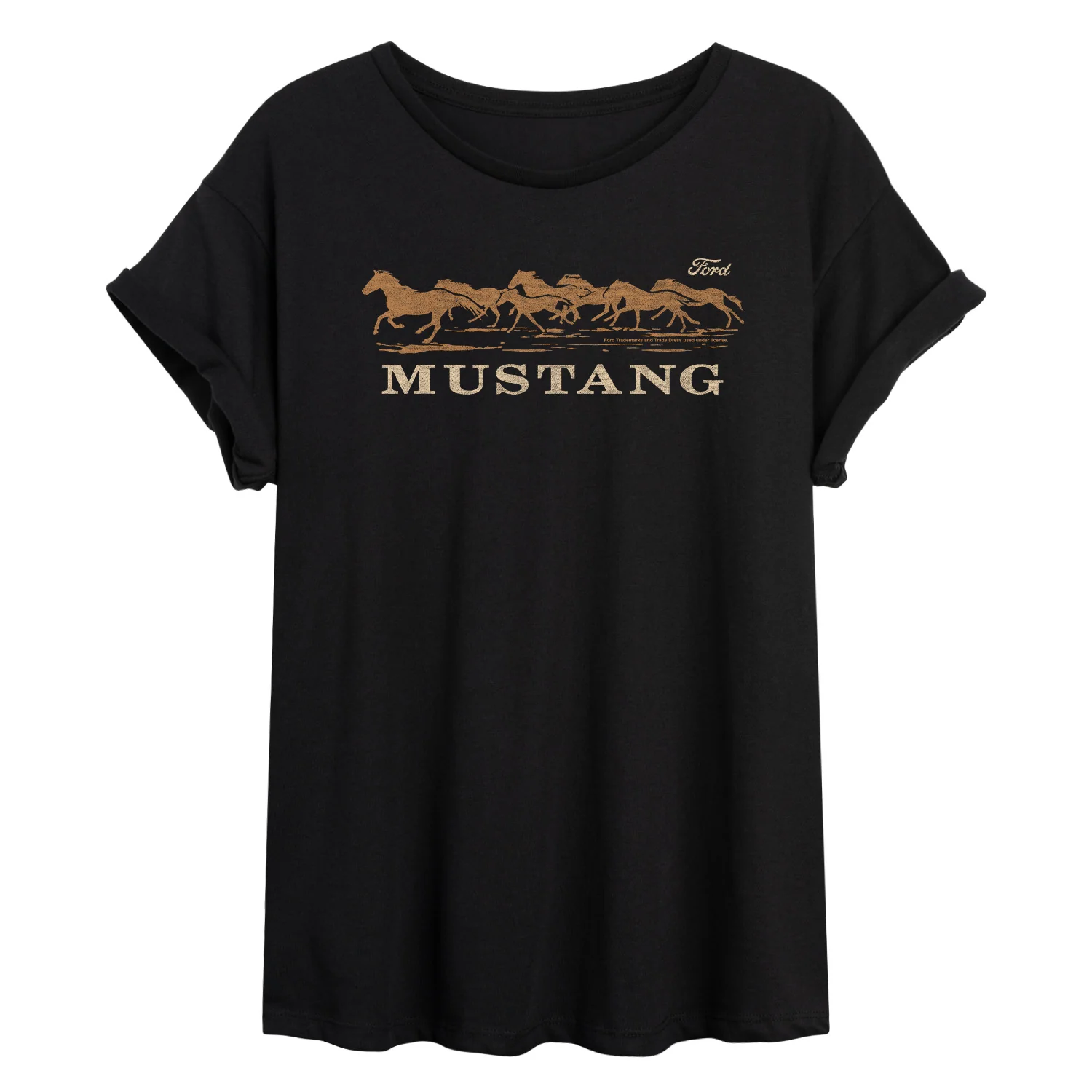 Ford - Mustang Running Horses - Juniors Oversized Graphic T-Shirt