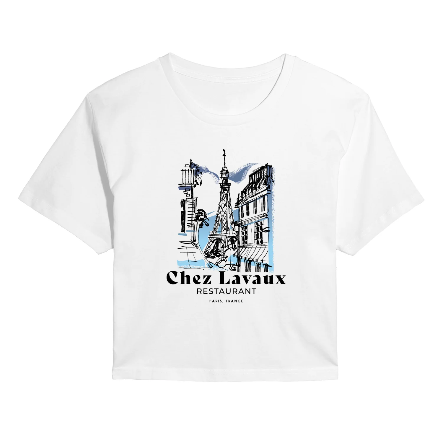 Emily in Paris - Chez Lavaux - Juniors Cropped Short Sleeve Graphic T-Shirt