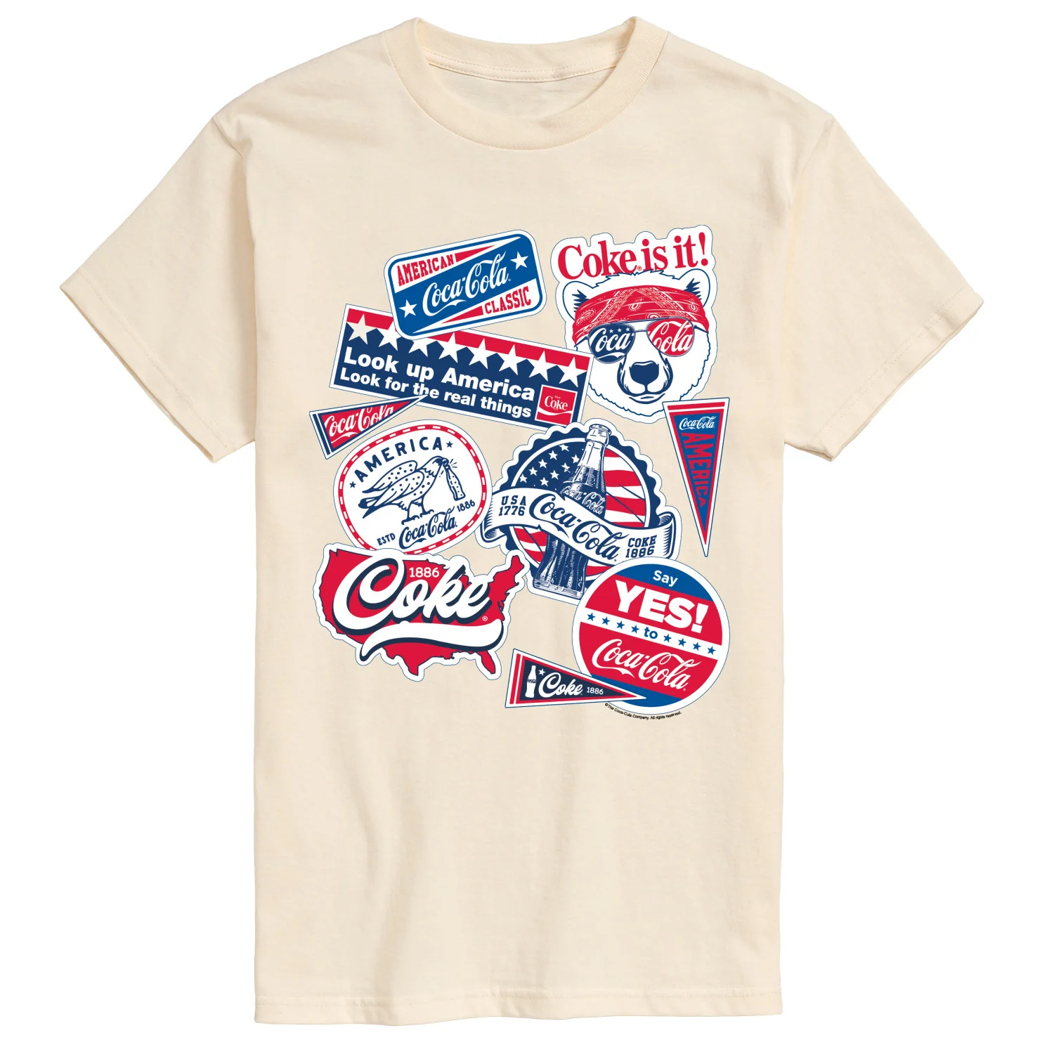 Coca-Cola - Coke USA Stickers - Men's Short Sleeve Graphic T-Shirt - Image 2