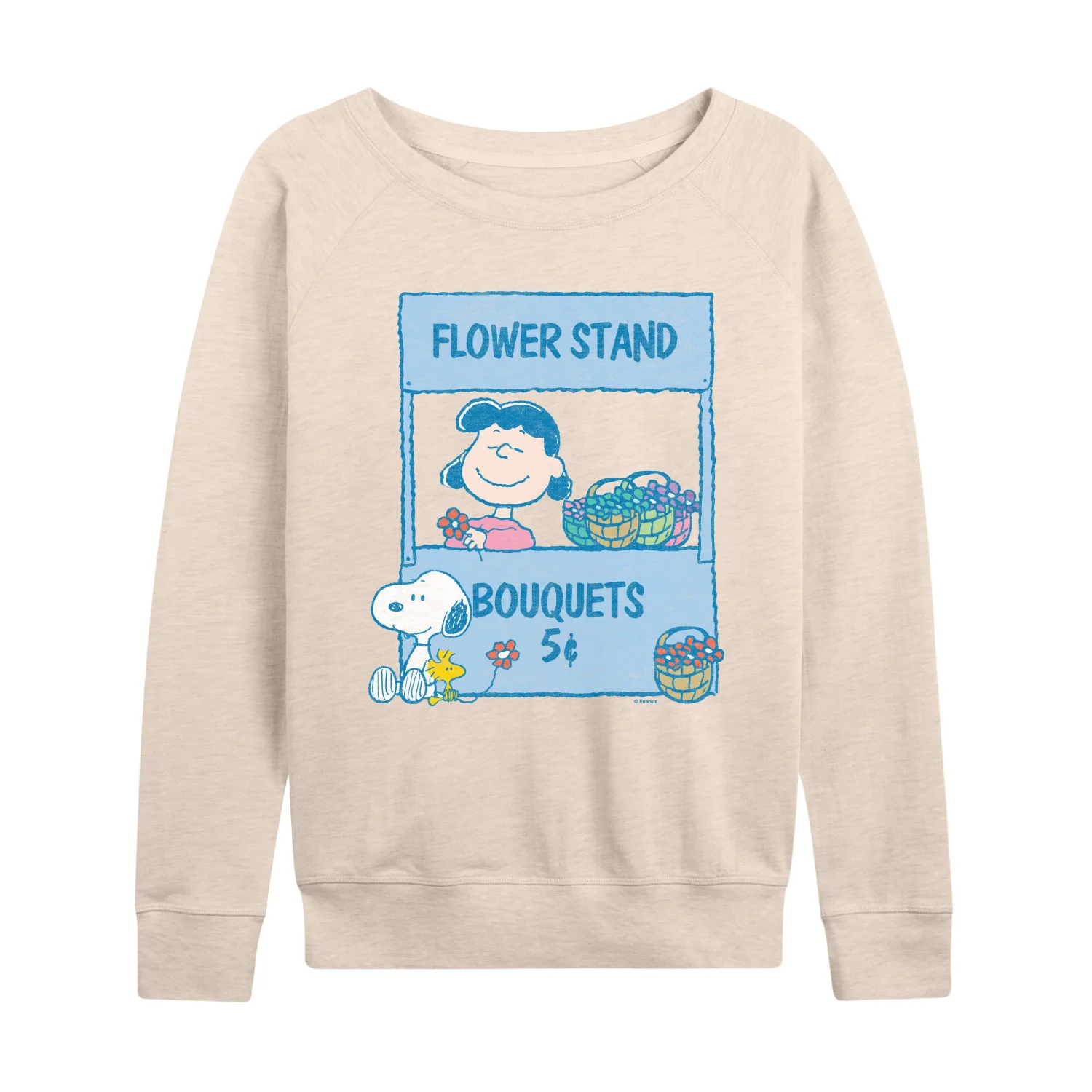 Peanuts - Lucy's Floral Stand - Women's French Terry Long Sleeve Pullover