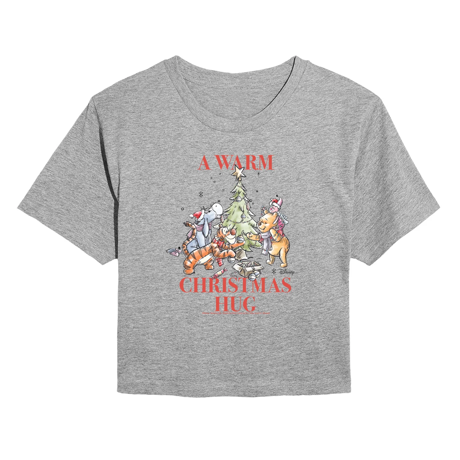 Winnie The Pooh - Christmas Crew - Juniors Cropped Graphic T-Shirt - Image 2