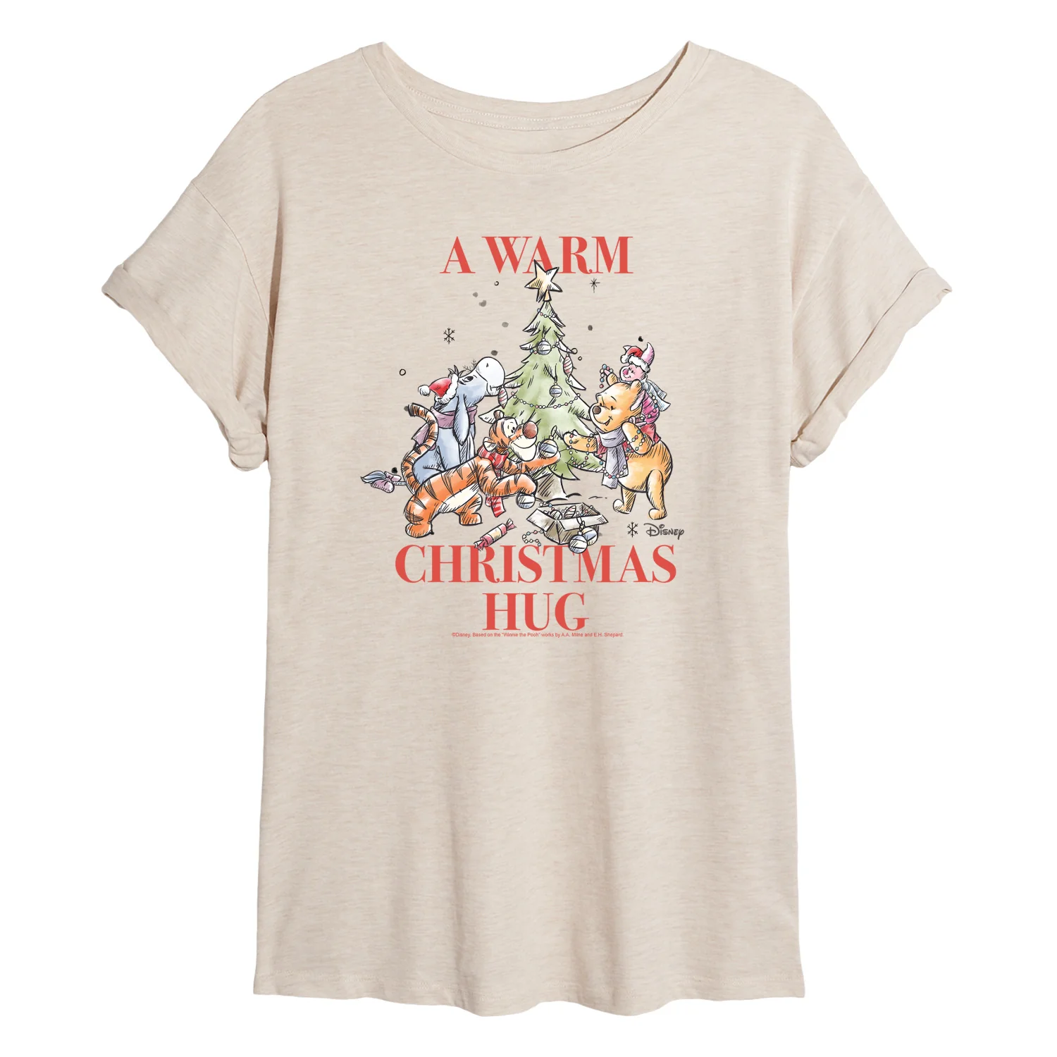 Winnie The Pooh - Christmas Crew - Juniors Oversized Graphic T-Shirt - Image 2