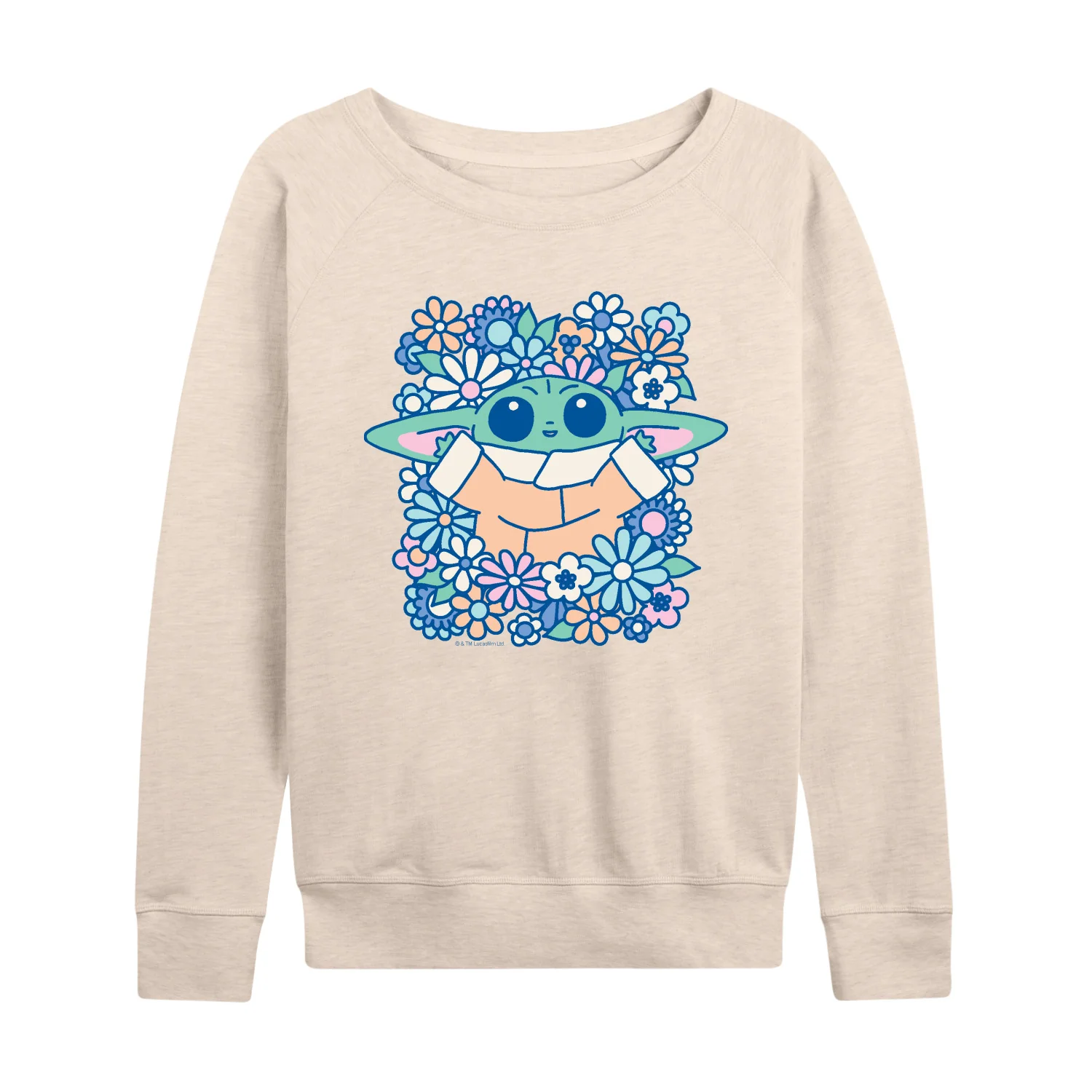 Star Wars - Grogu Flowers - Women's French Terry Long Sleeve Pullover