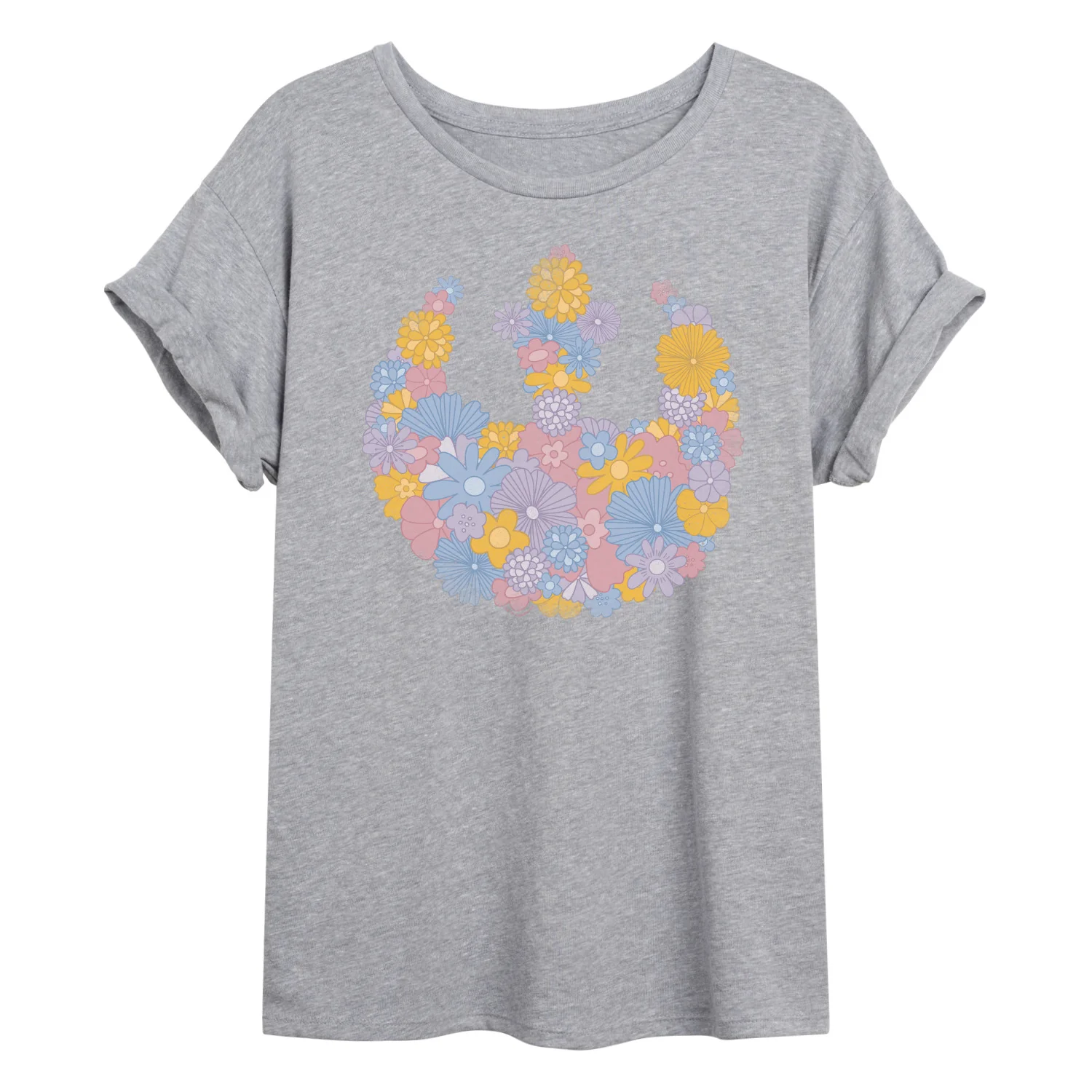 Star Wars - Rebel Flower Logo - Juniors Oversized Graphic T-Shirt