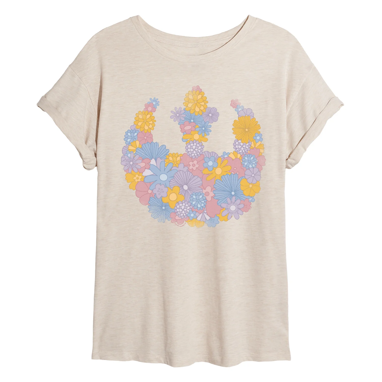 Star Wars - Rebel Flower Logo - Juniors Oversized Graphic T-Shirt - Image 2