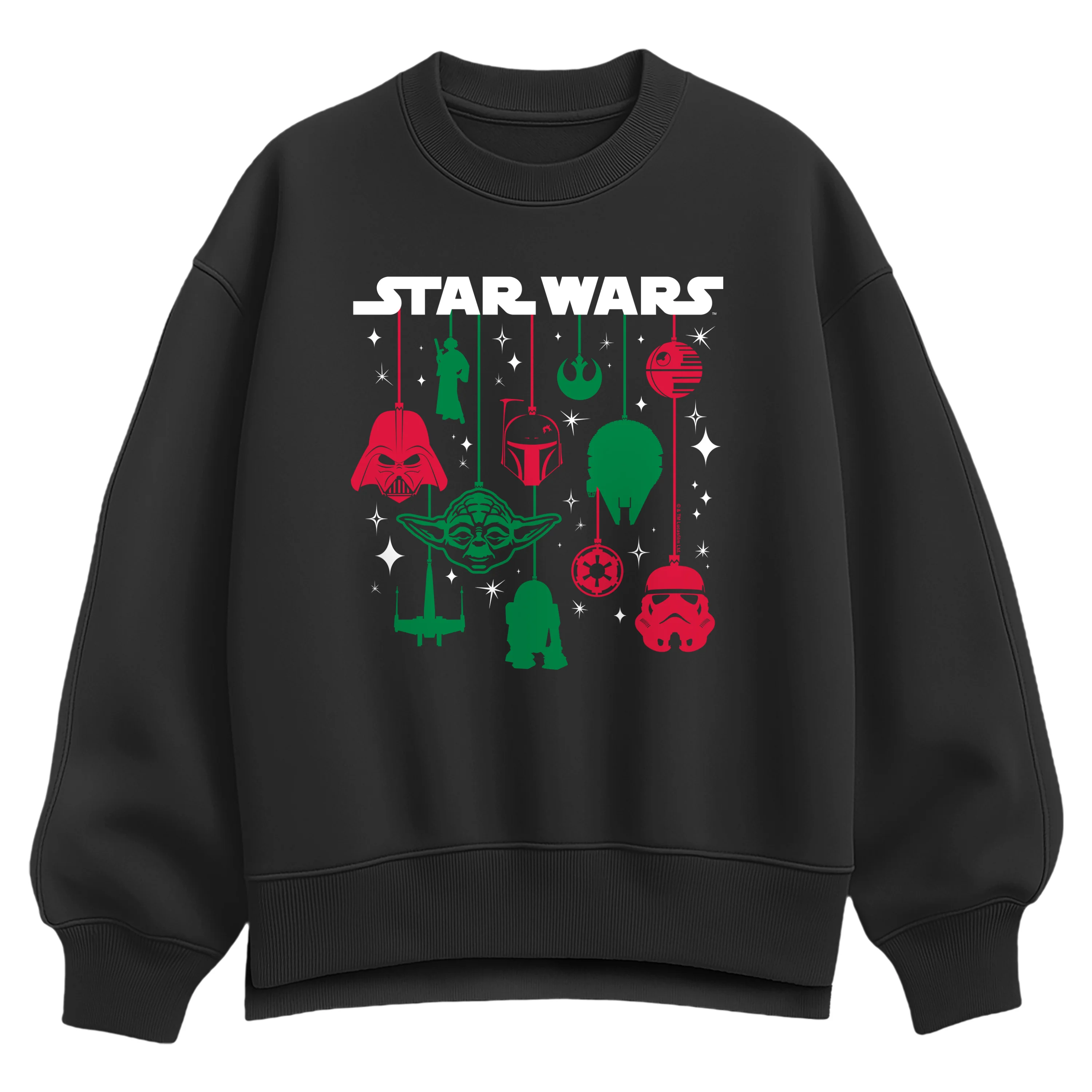 Star Wars - Red and Green Ornaments - Women's Oversized Fleece Crew Sweatshirt