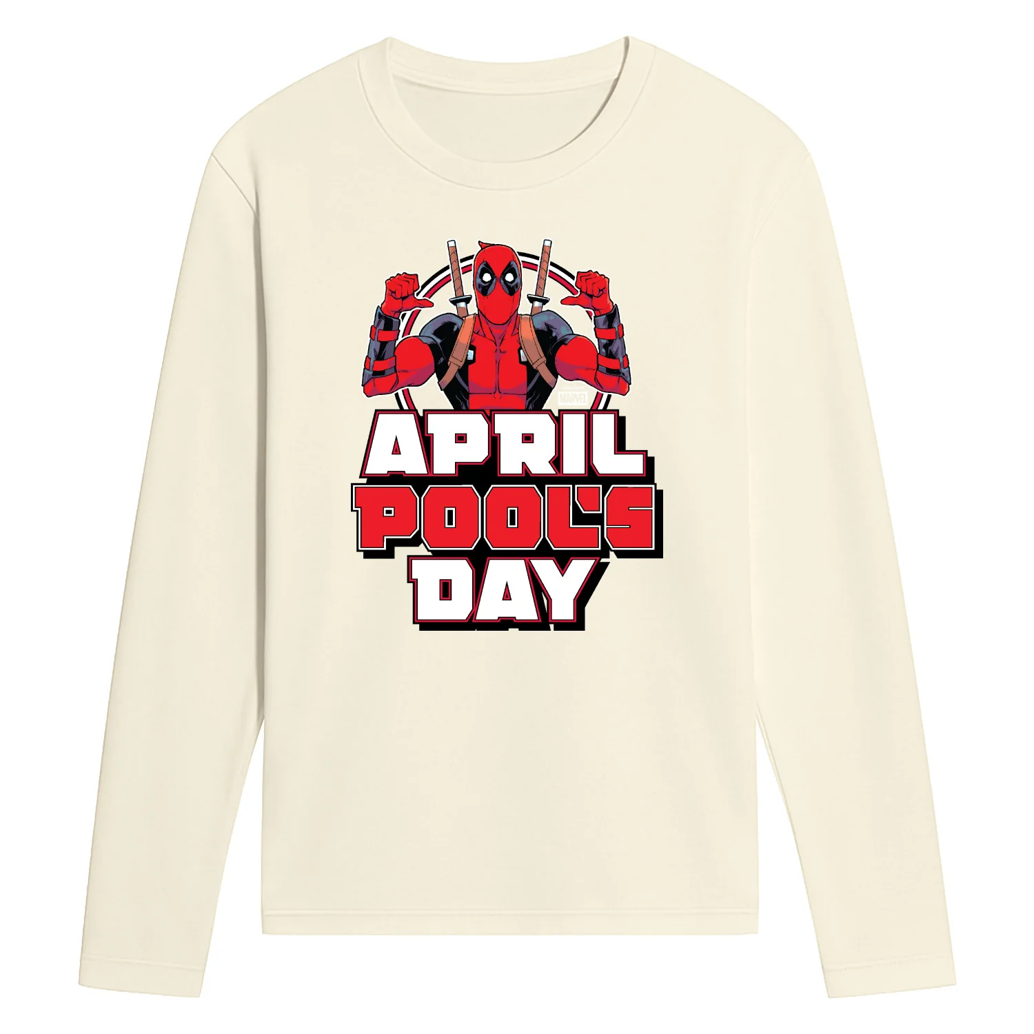 Deadpool - April Pool's Day - Men's Long Sleeve Graphic T-Shirt - Image 3