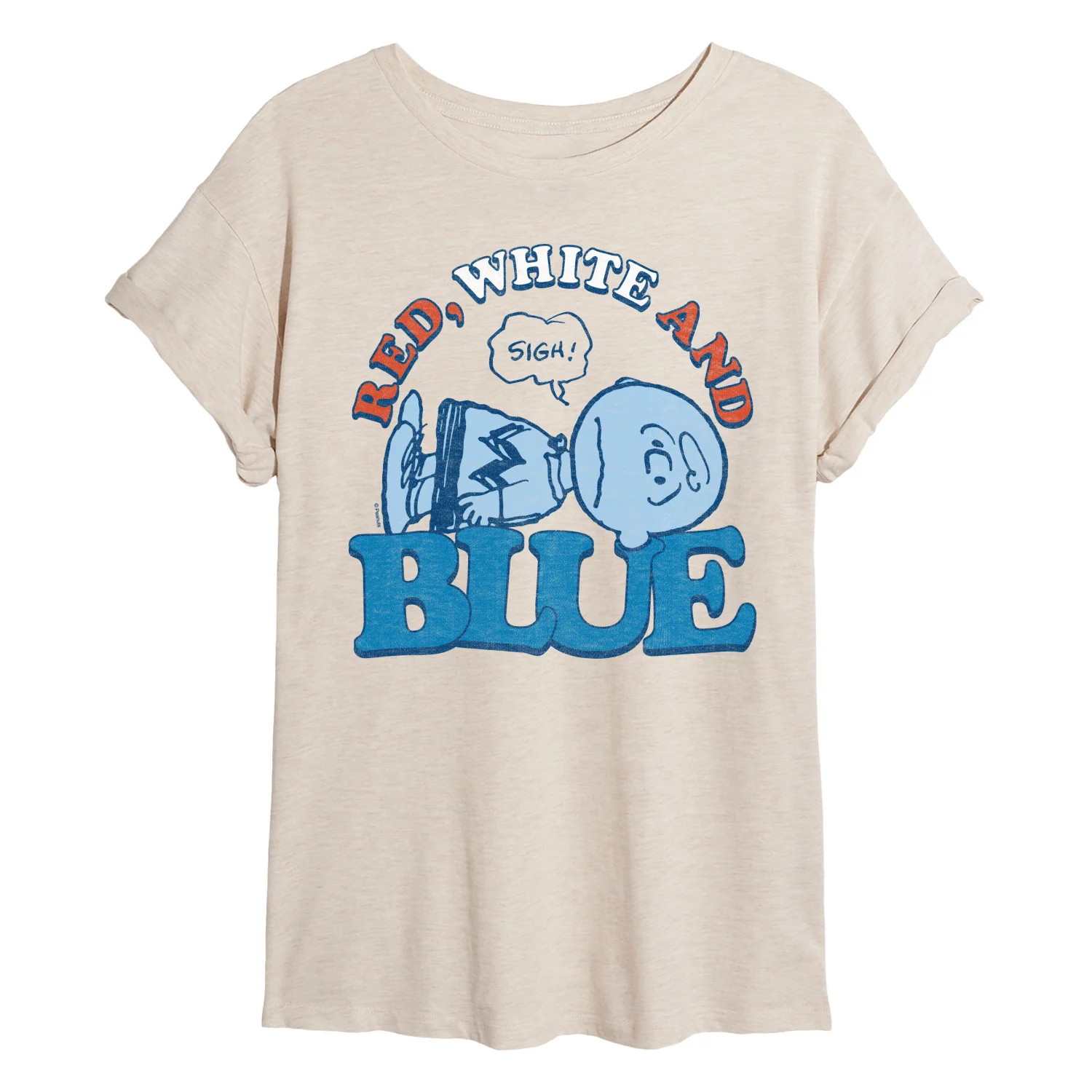 Peanuts - Red White and Blue Charlie Brown - Juniors Oversized Graphic T-Shirt - Image 2