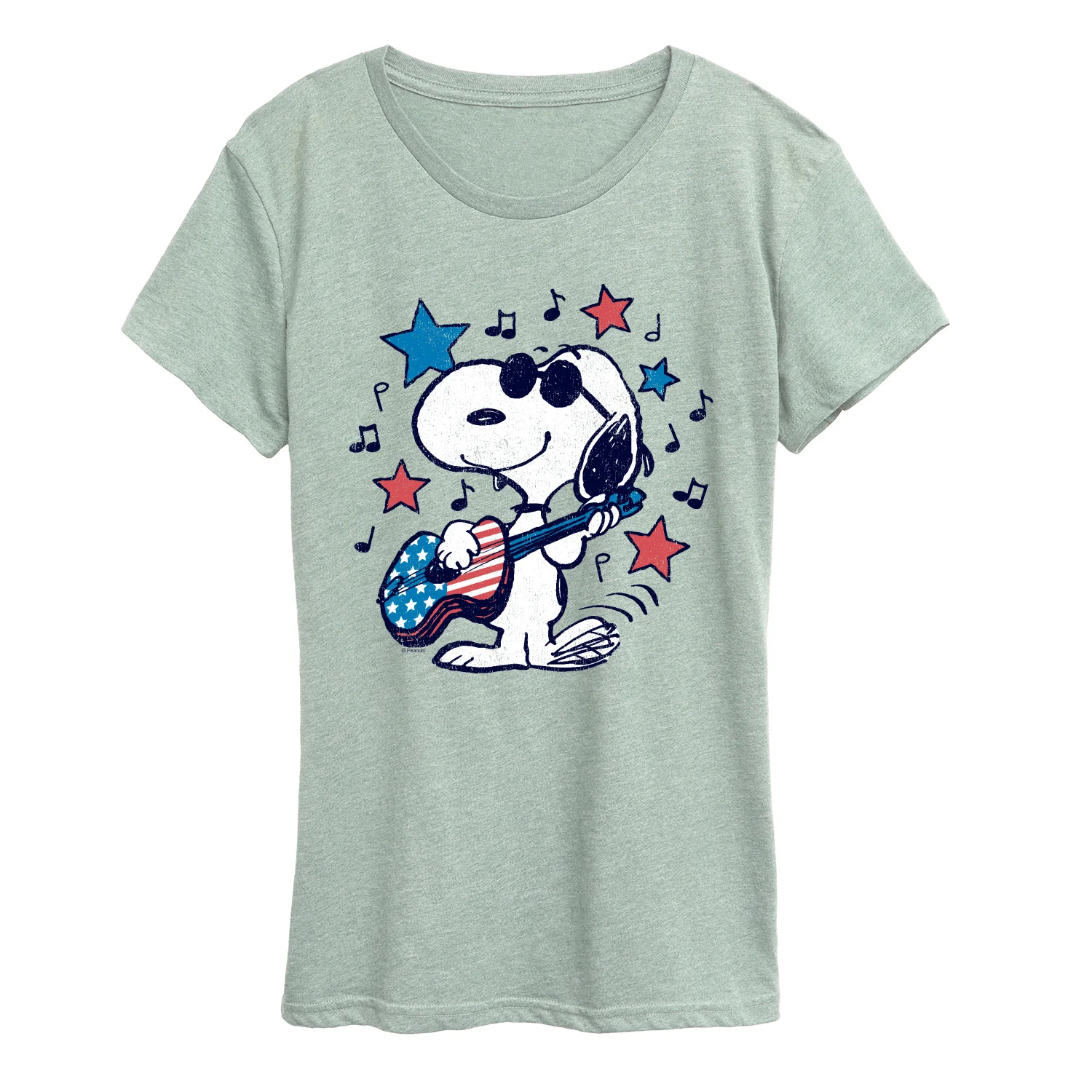 Peanuts - Snoopy Americana Guitar - Women's Short Sleeve Graphic T-Shirt - Image 2