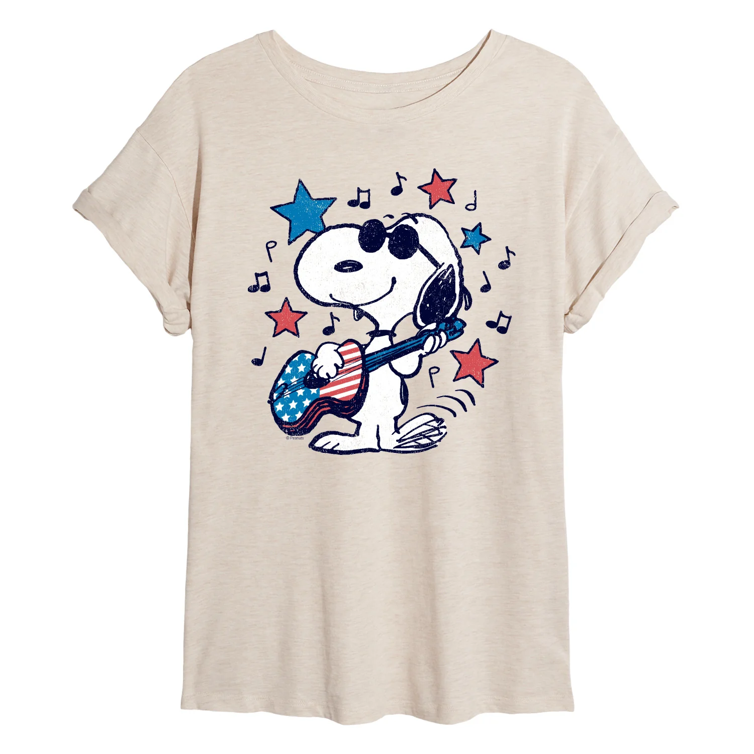 Peanuts - Snoopy Americana Guitar - Juniors Oversized Graphic T-Shirt - Image 2