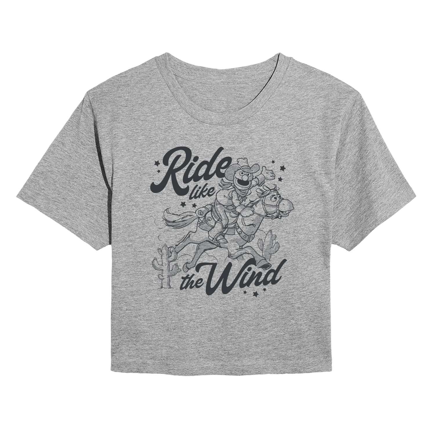 Sesame Street - Grover Ride Like The Wind - Juniors Cropped Short Sleeve Graphic T-Shirt