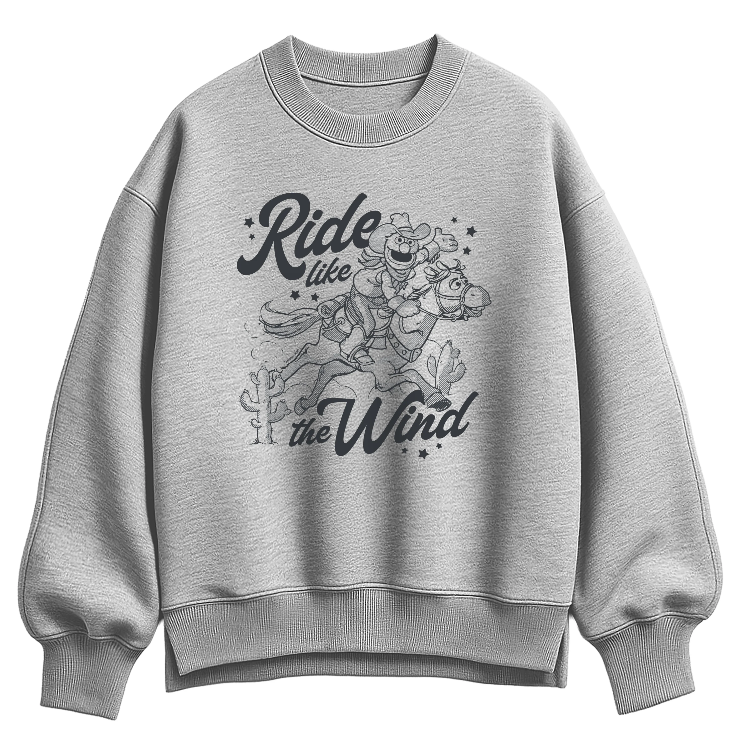 Sesame Street - Grover Ride Like The Wind - Ladies Oversized Drop Shoulder Crew Neck Sweatshirt
