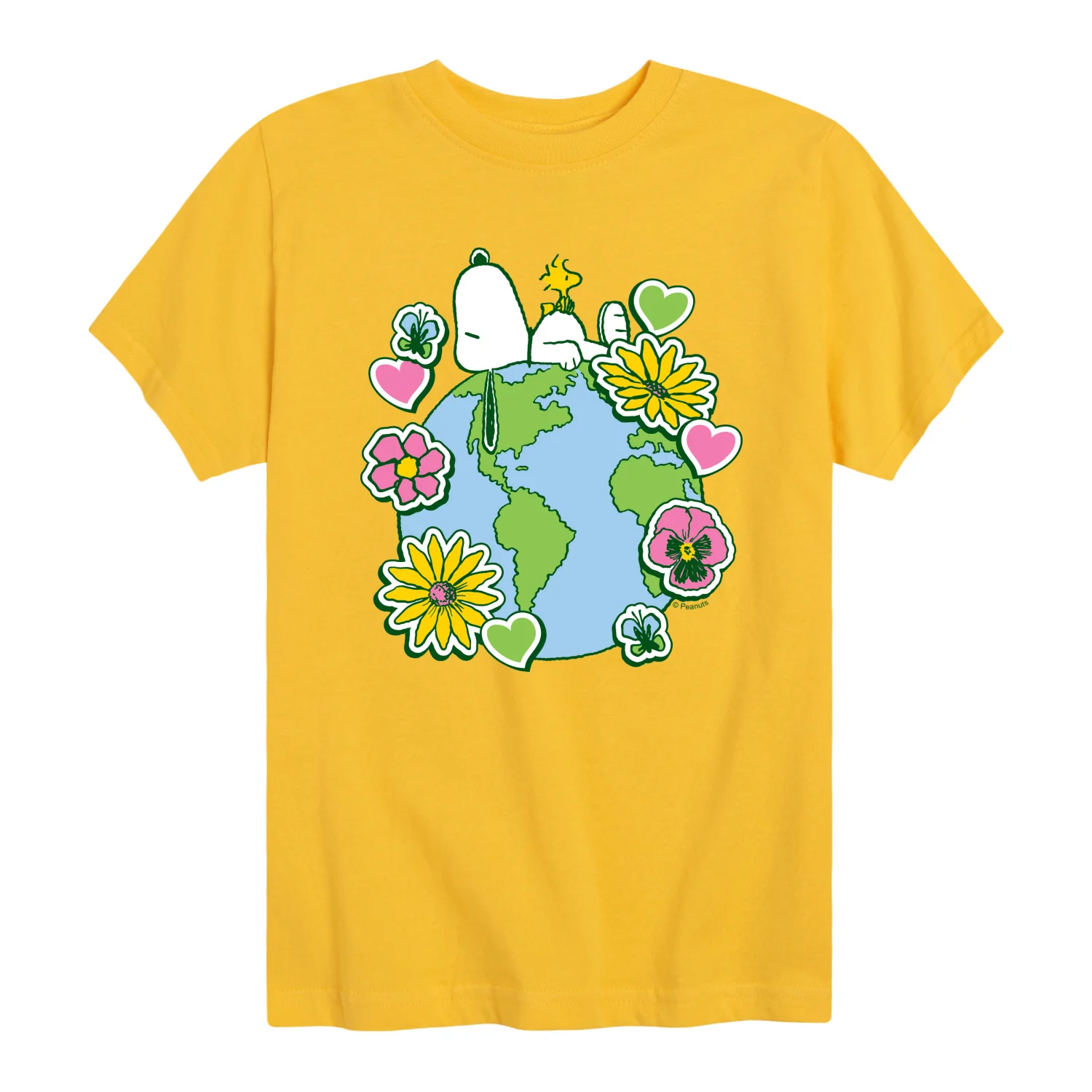 Peanuts - Snoopy Woodstock Earth Stickers - Youth Short Sleeve Graphic T-Shirt - Image 2