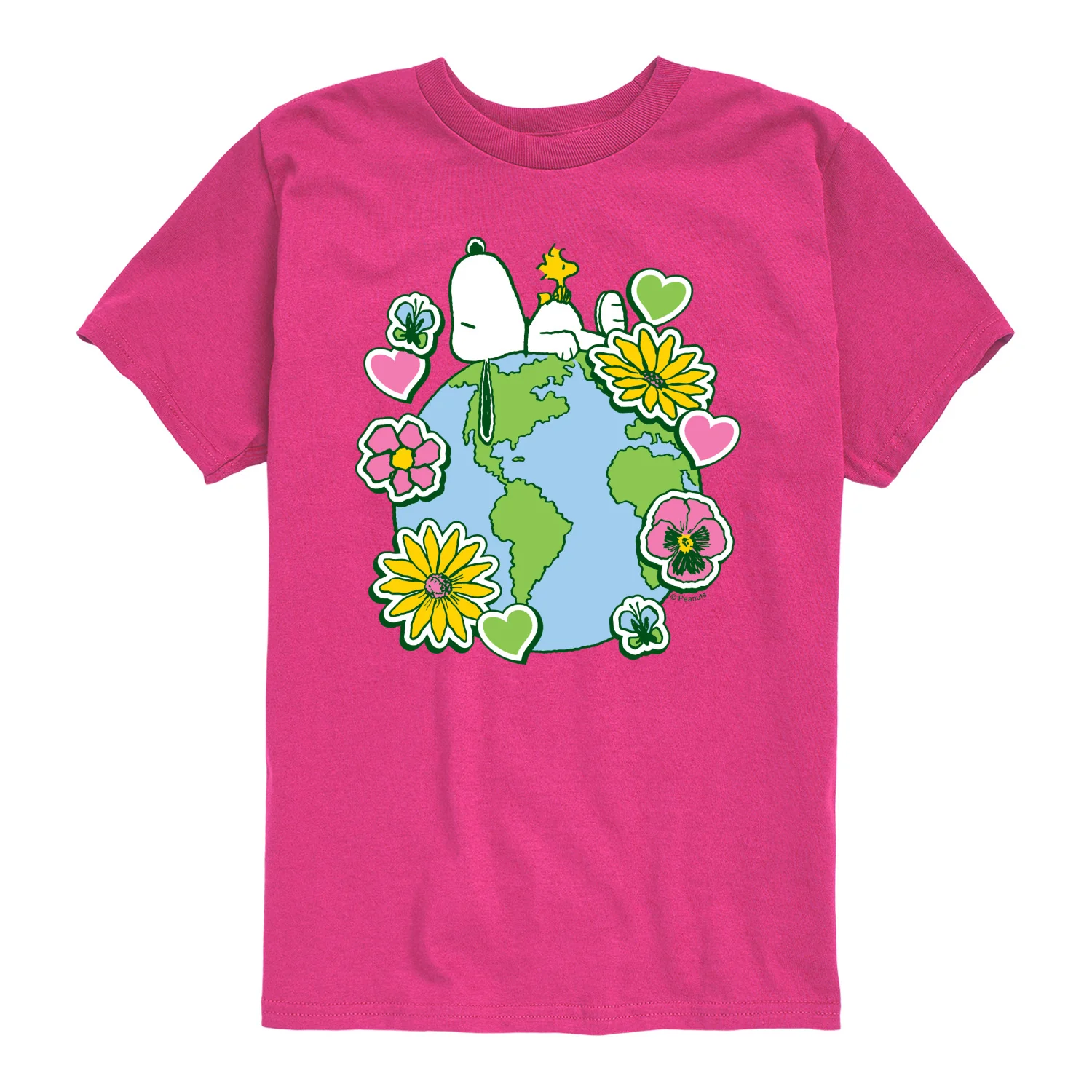 Peanuts - Snoopy Woodstock Earth Stickers - Youth Short Sleeve Graphic T-Shirt - Image 7