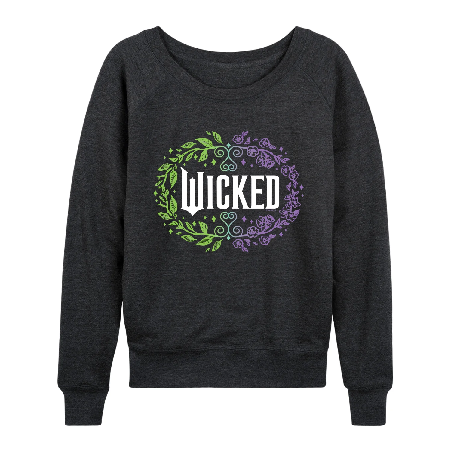 Wicked - Floral Wicked Logo - Women's French Terry Long Sleeve Pullover - Image 2