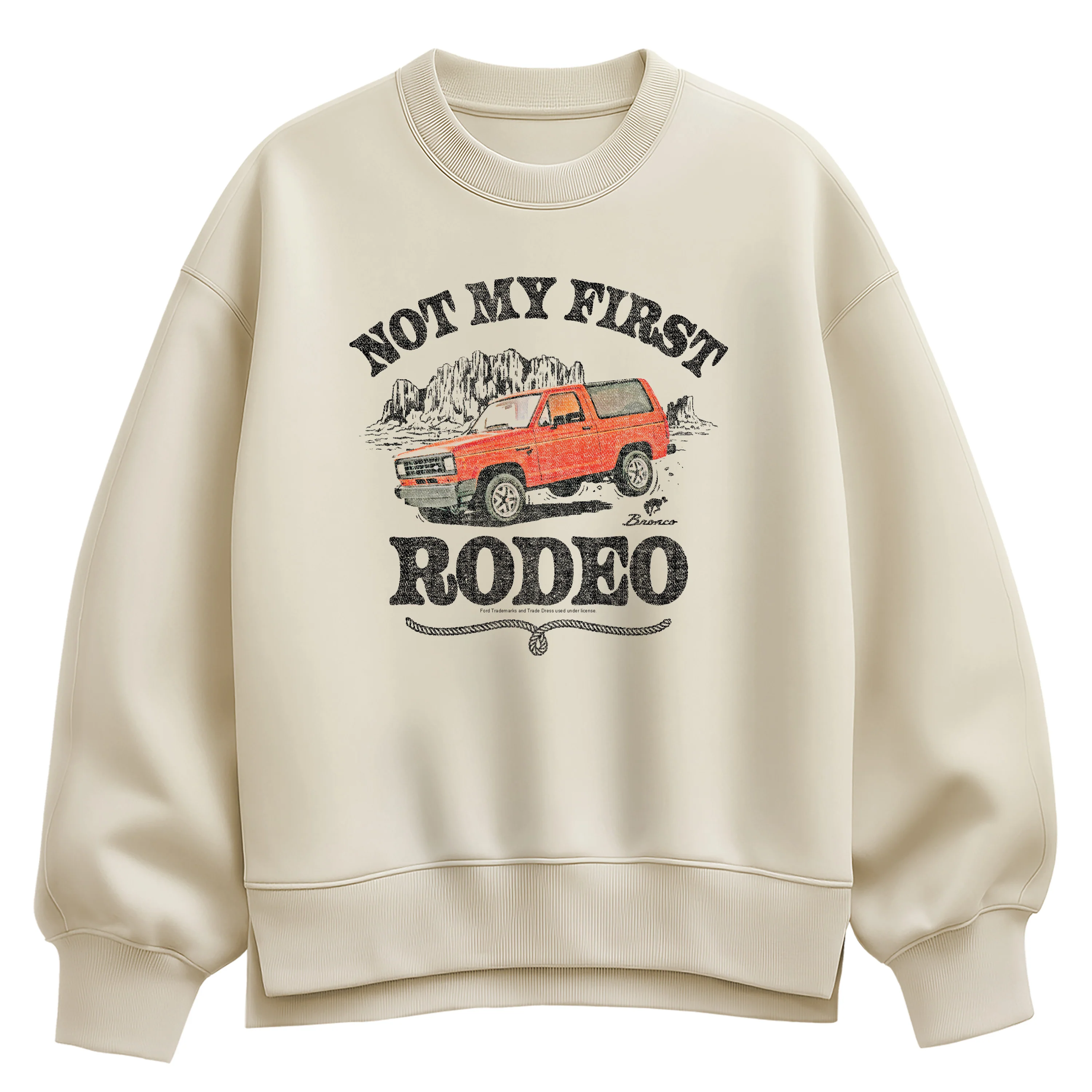 Ford - Not My First Rodeo 1983 Bronco - Ladies Oversized Fleece Crew Sweatshirt - Image 2