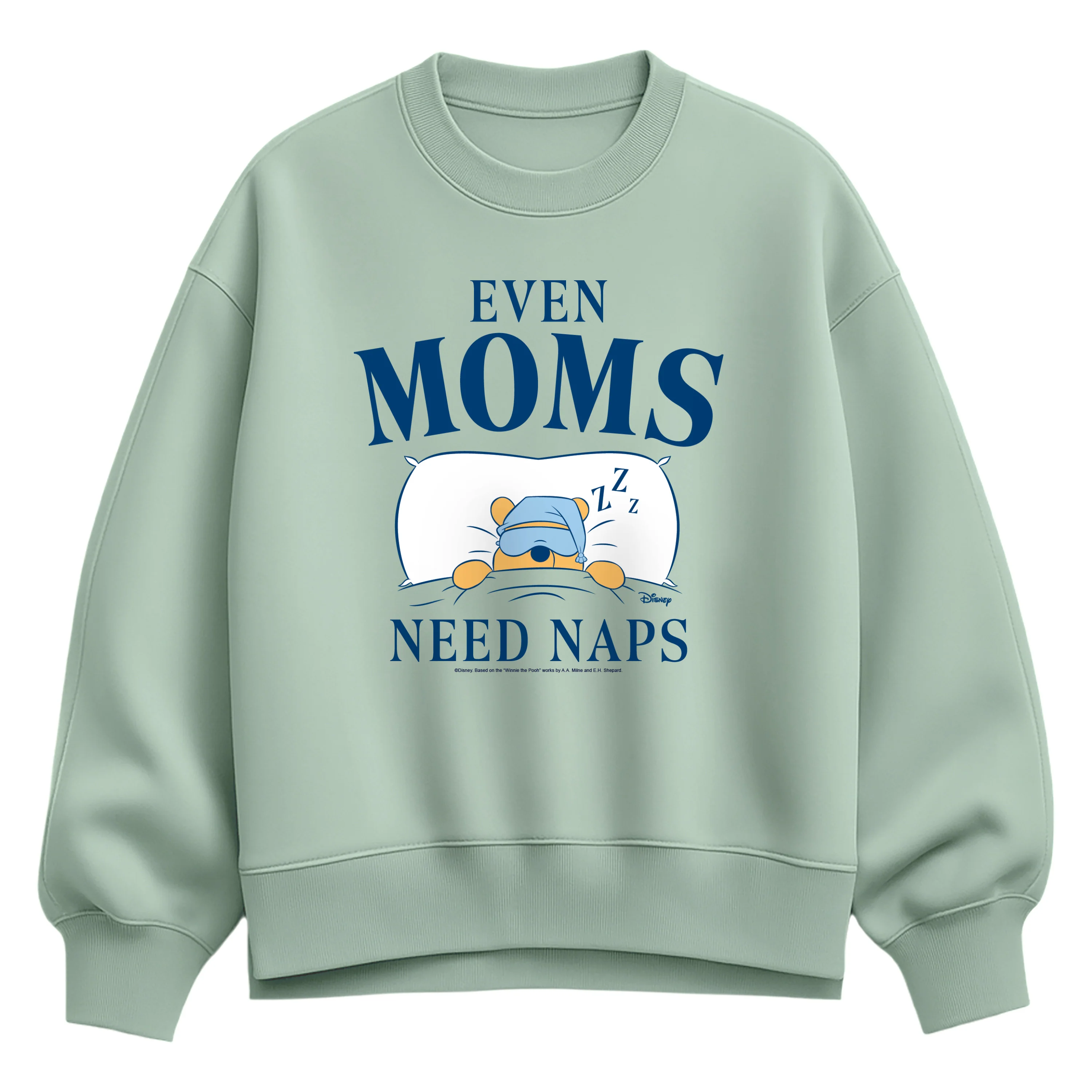 Winnie the Pooh - Even Moms Need Naps - Women's Oversized Fleece Crew Sweatshirt