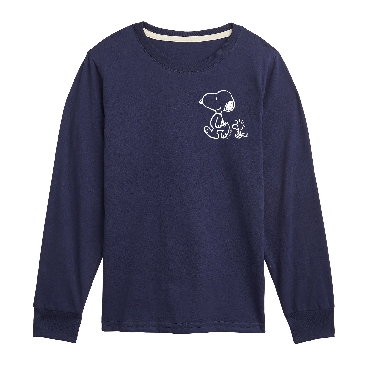 Peanuts - Snoopy Woodstock Walk White Ink - Youth Long Sleeve Graphic T-Shirt - Image 3