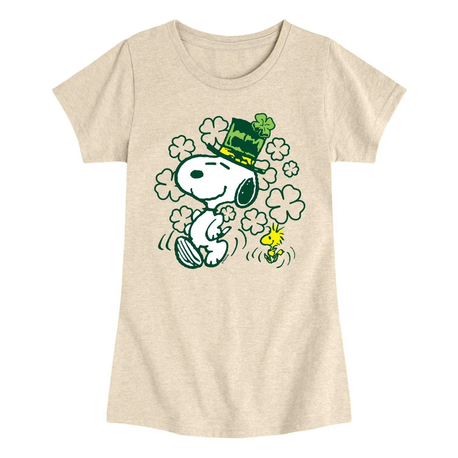 Peanuts - St. Paddy's Snoopy and Woodstock - Youth Girls Fitted Short Sleeve T-Shirt - Image 2