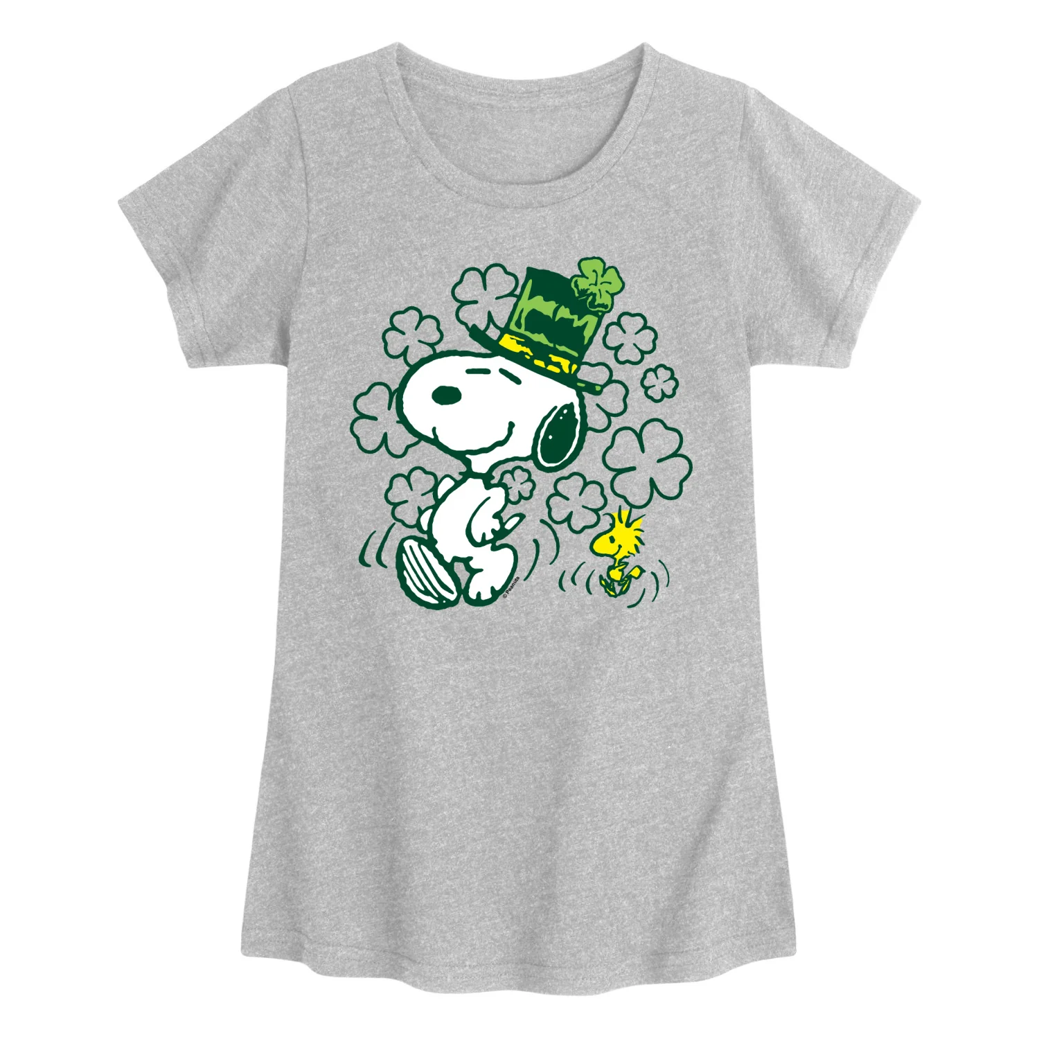 Peanuts - St. Paddy's Snoopy and Woodstock - Youth Girls Fitted Short Sleeve T-Shirt - Image 3