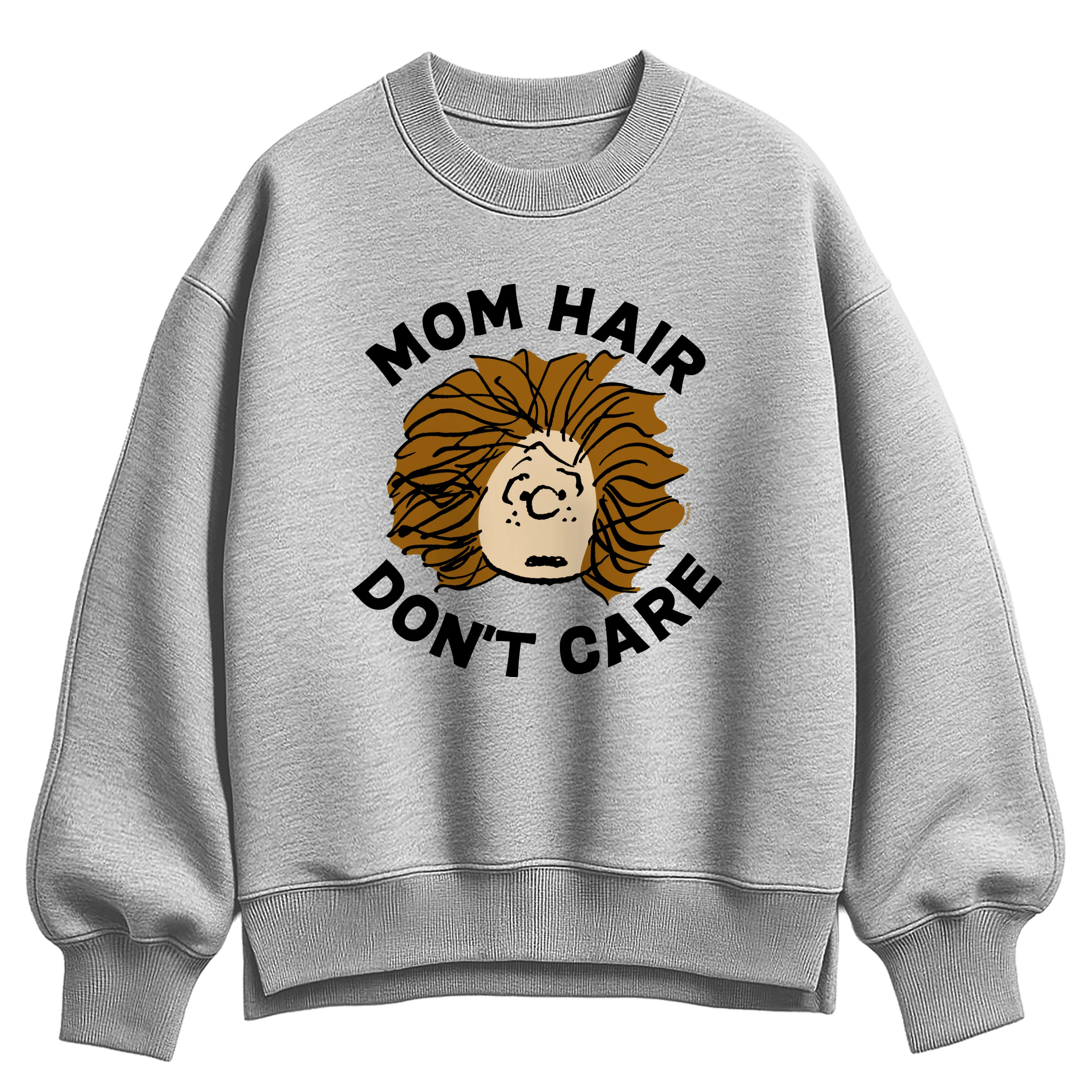 Peanuts - Mom Hair Don't Care - Women's Oversized Fleece Crew Sweatshirt