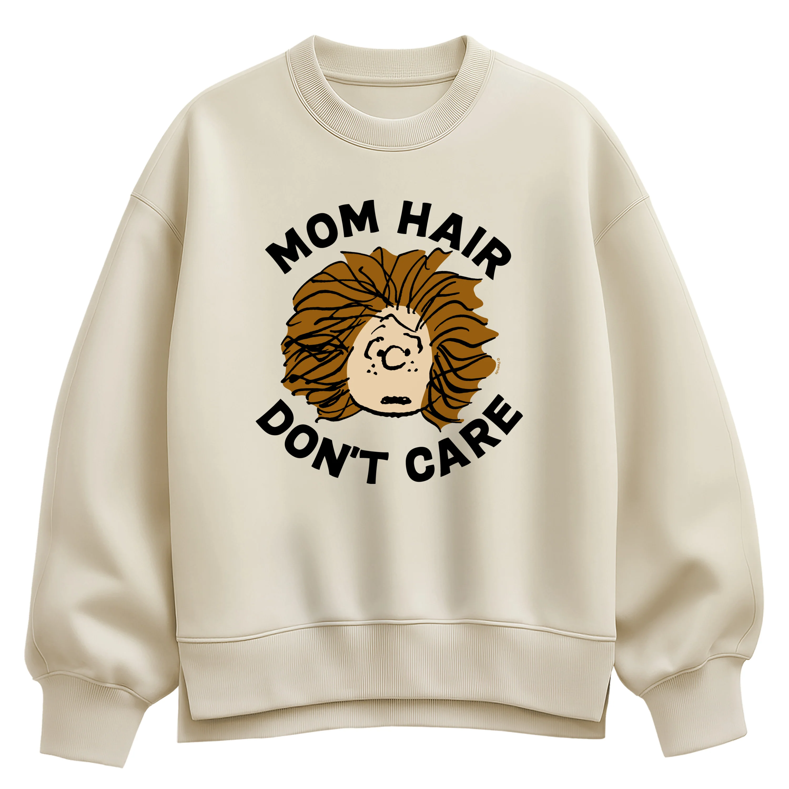 Peanuts - Mom Hair Don't Care - Women's Oversized Fleece Crew Sweatshirt - Image 2