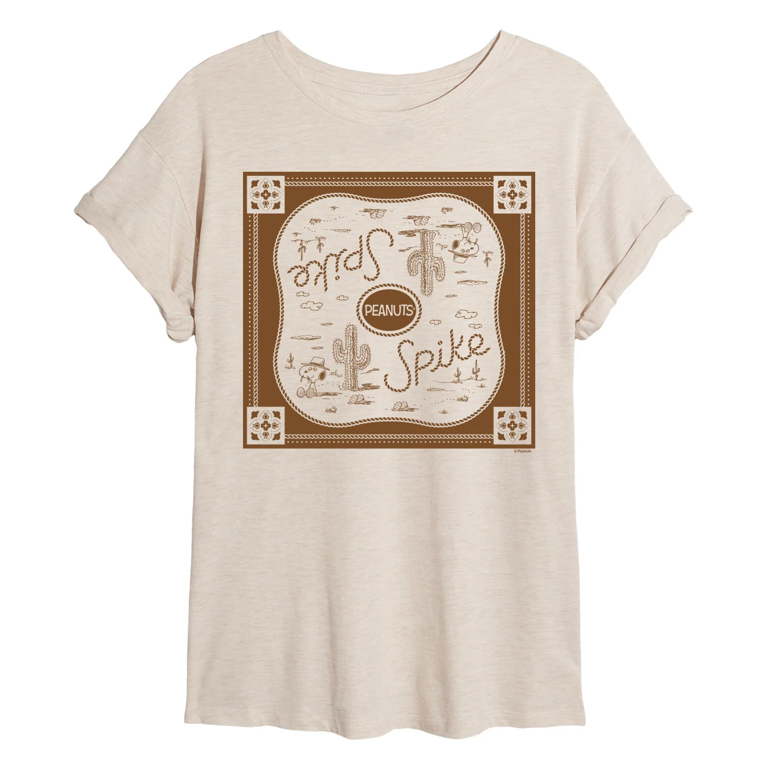 Peanuts - Spike Bandana - Juniors Oversized Graphic T-Shirt